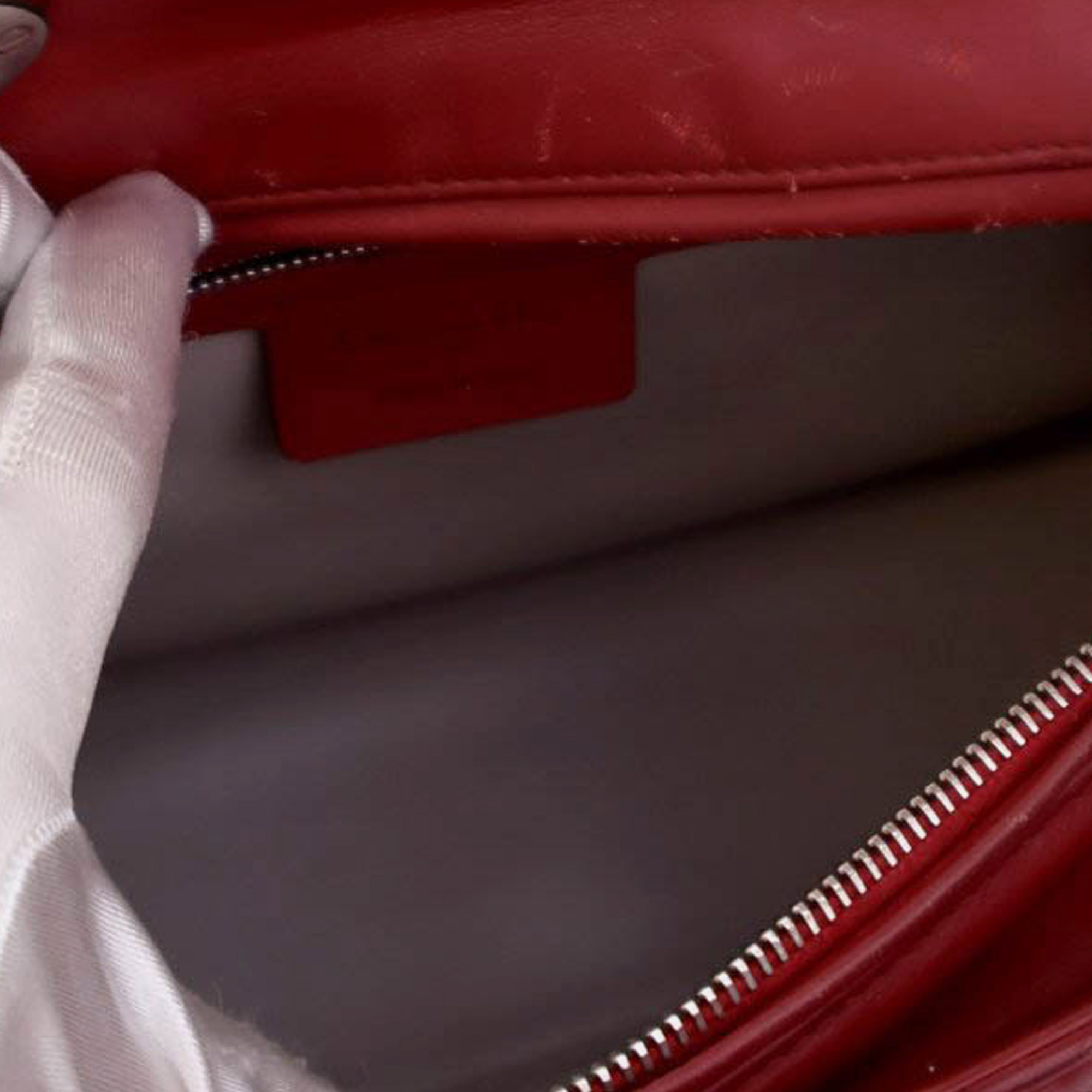 Dior Red Large Bicolor Lambskin Cannage Lady Dior 