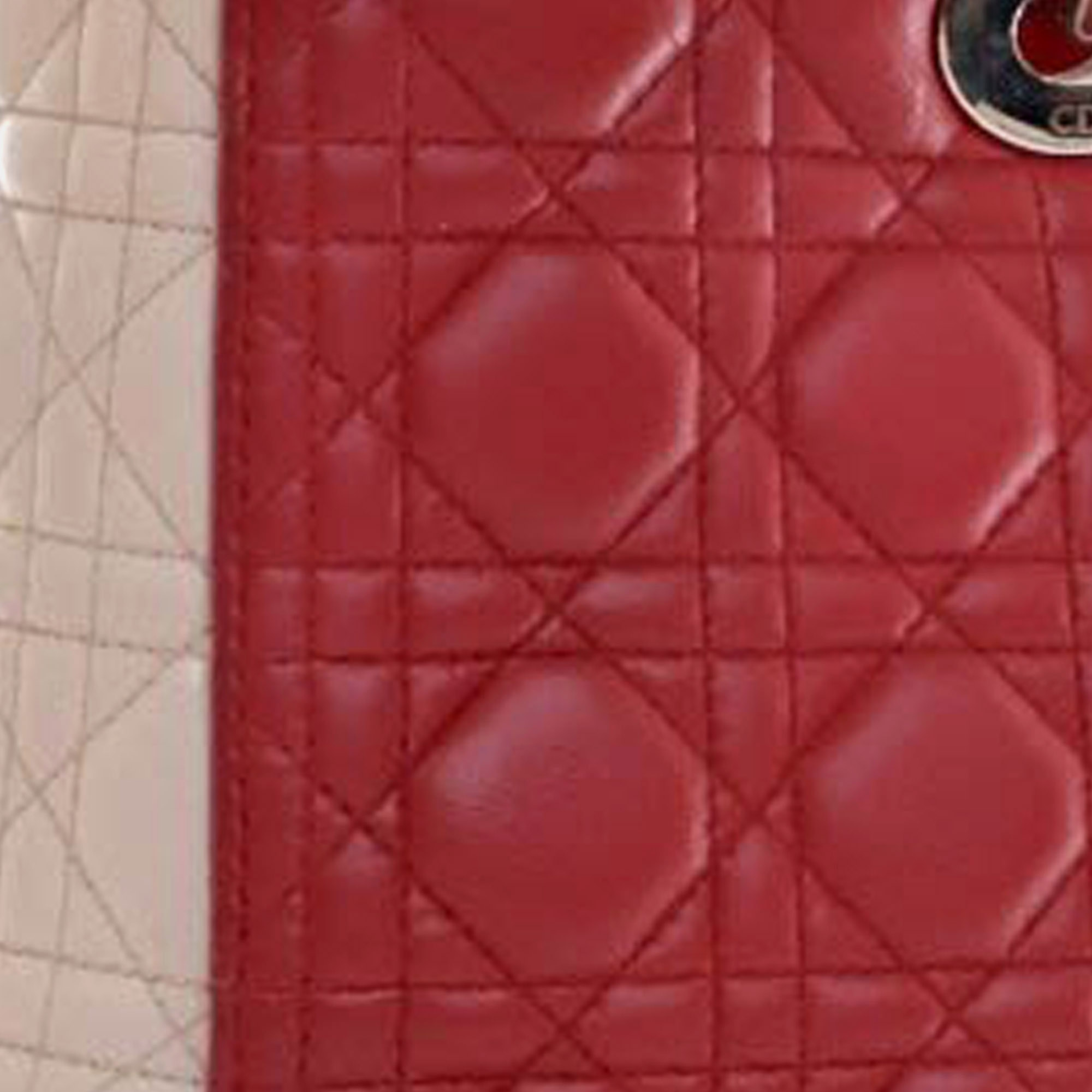 Dior Red Large Bicolor Lambskin Cannage Lady Dior 