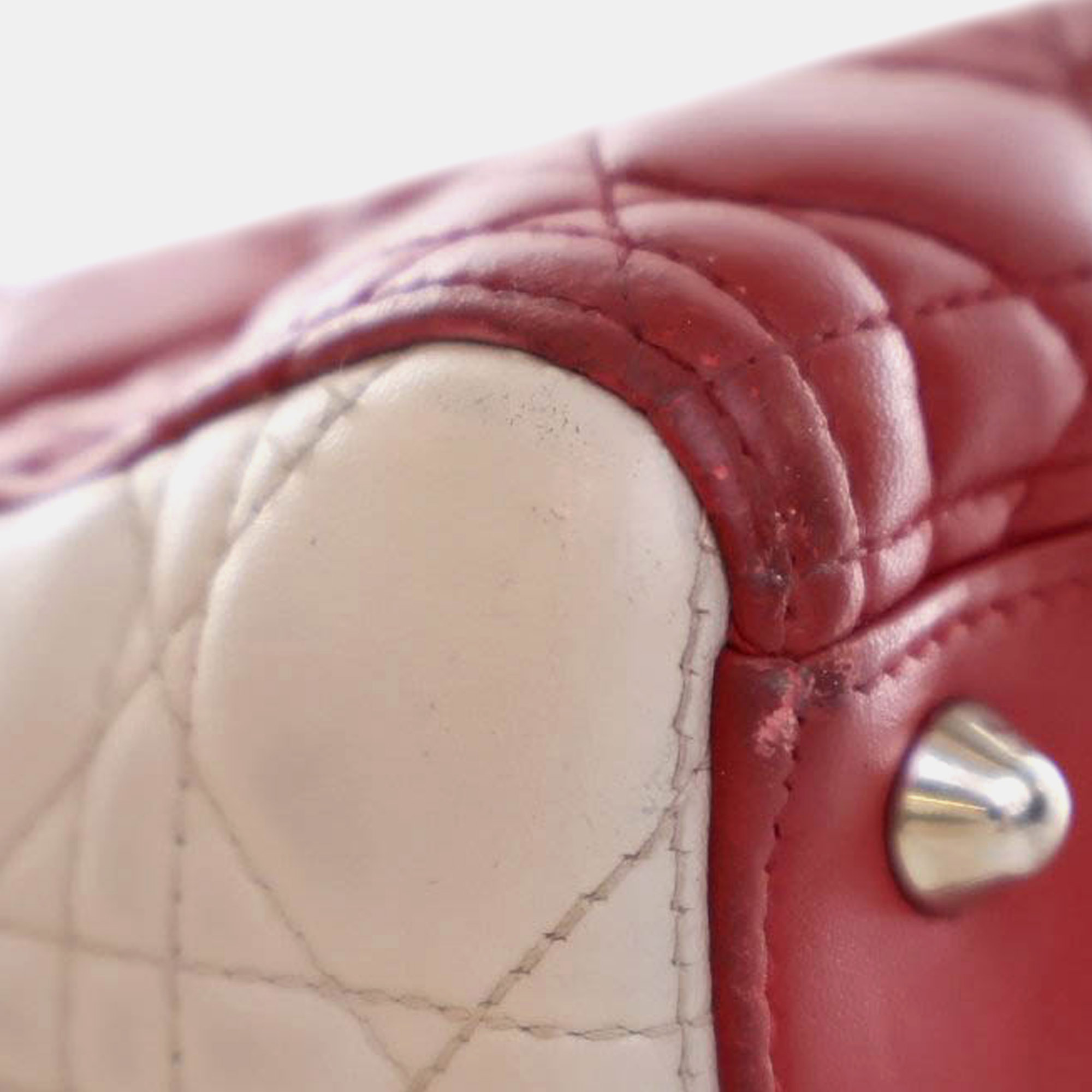 Dior Red Large Bicolor Lambskin Cannage Lady Dior 