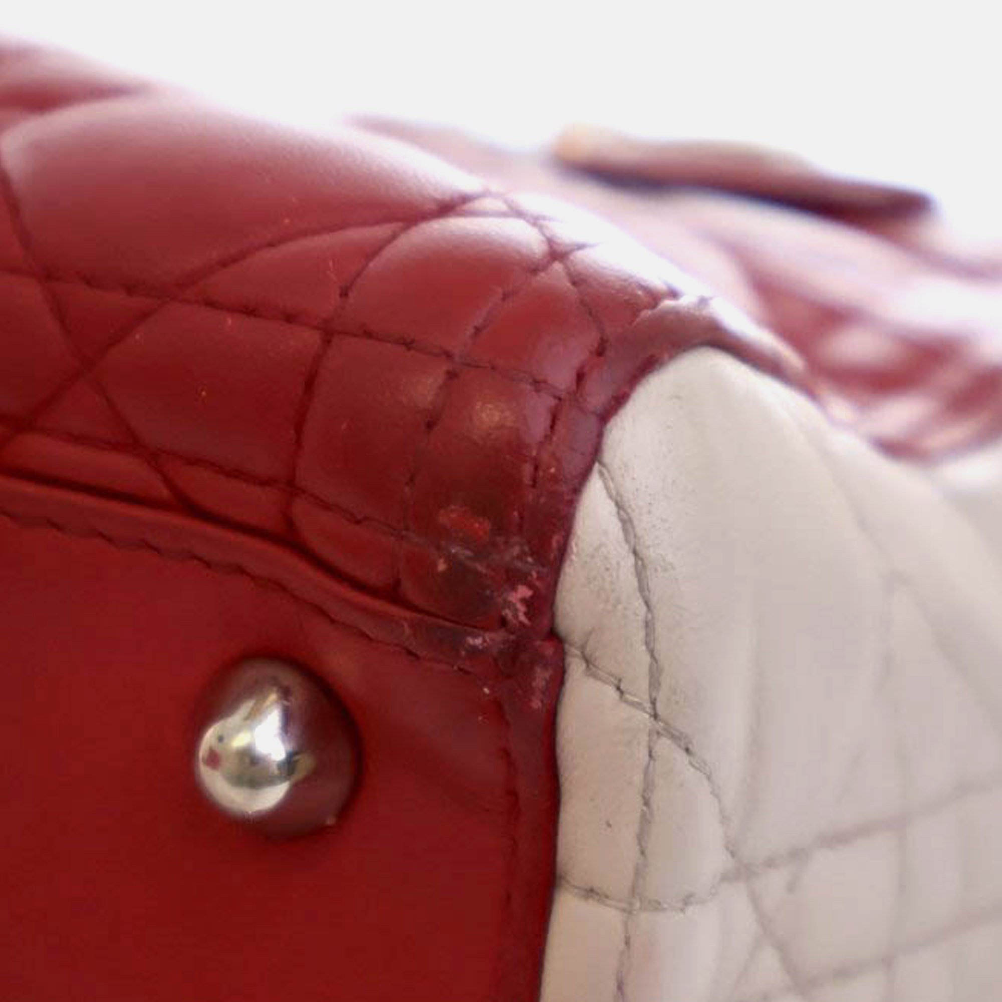 Dior Red Large Bicolor Lambskin Cannage Lady Dior 