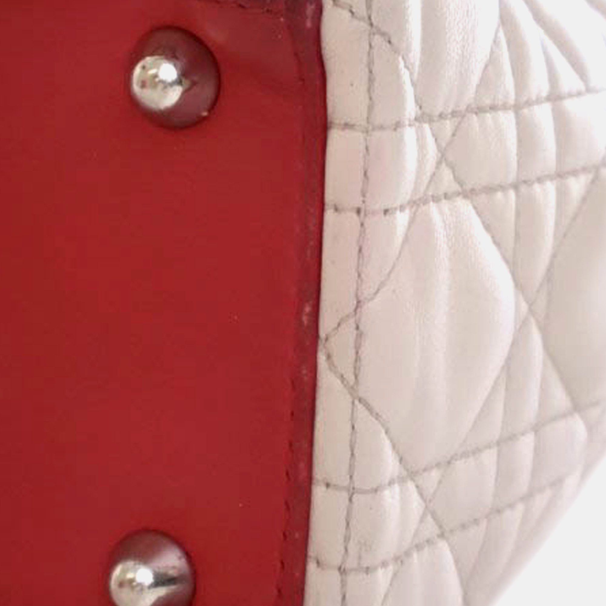 Dior Red Large Bicolor Lambskin Cannage Lady Dior 
