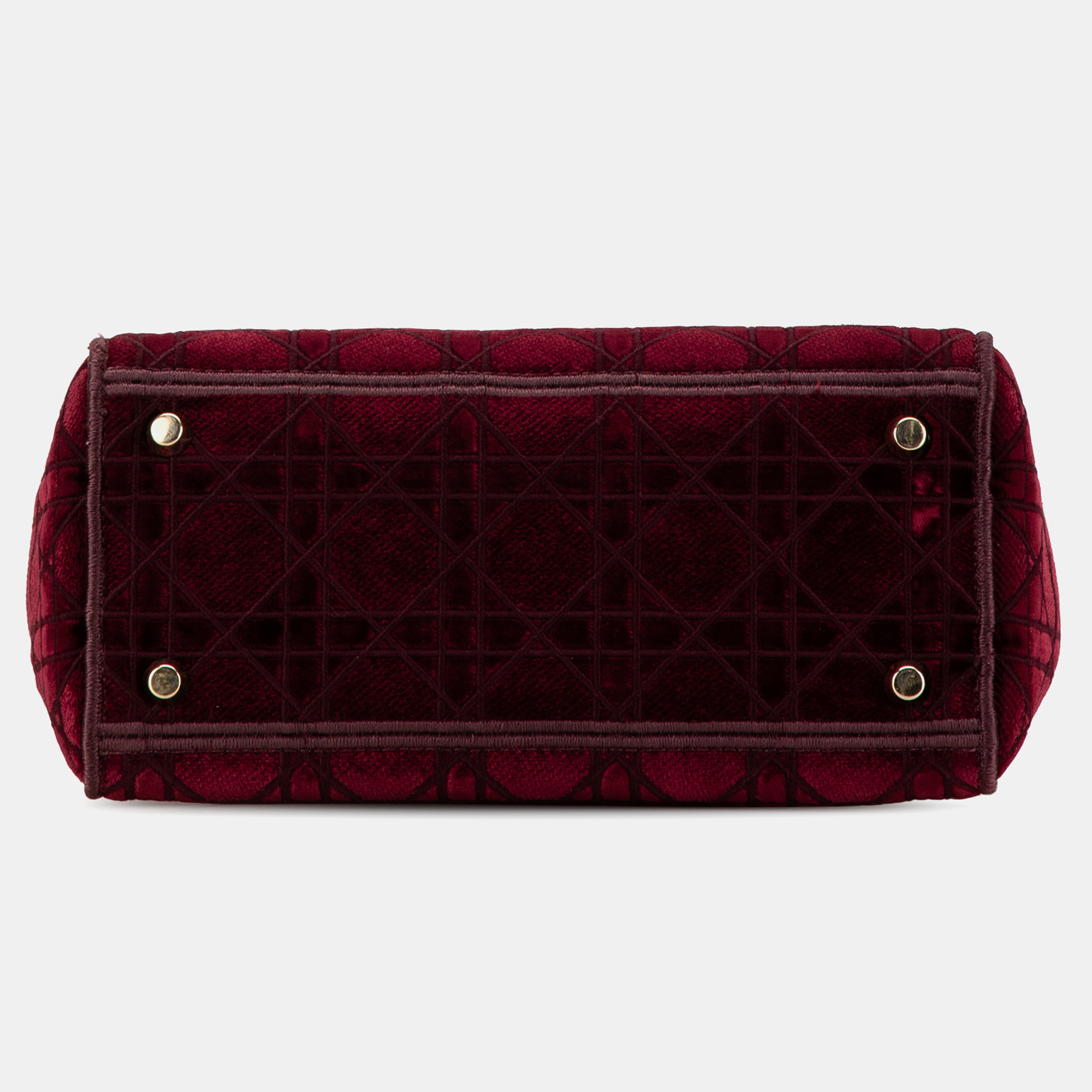 Dior Red Medium Velvet Cannage Lady D Lite 