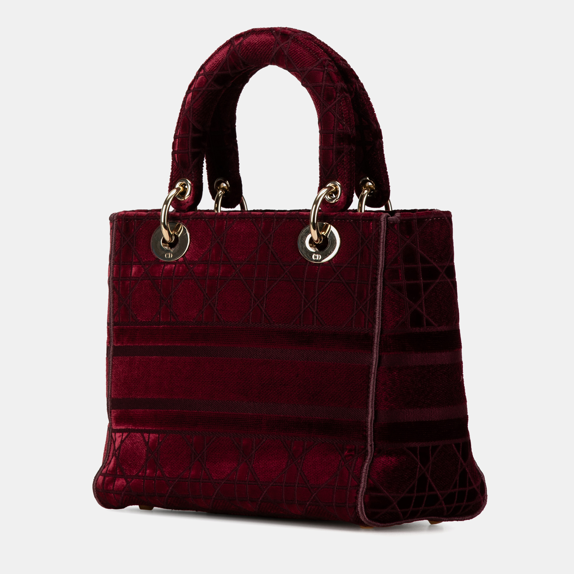 Dior Red Medium Velvet Cannage Lady D Lite 
