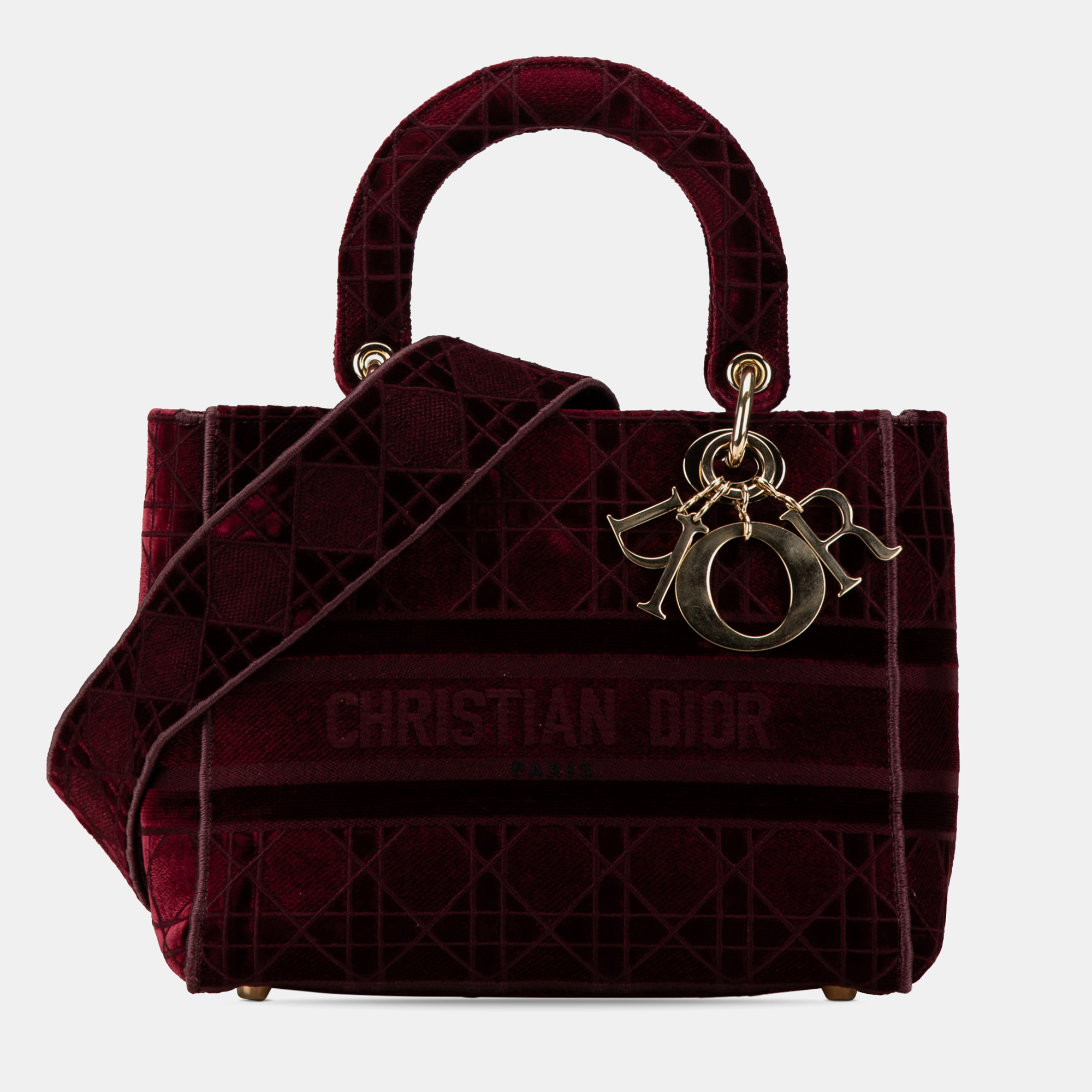 

Dior Red Medium Velvet Cannage Lady D Lite