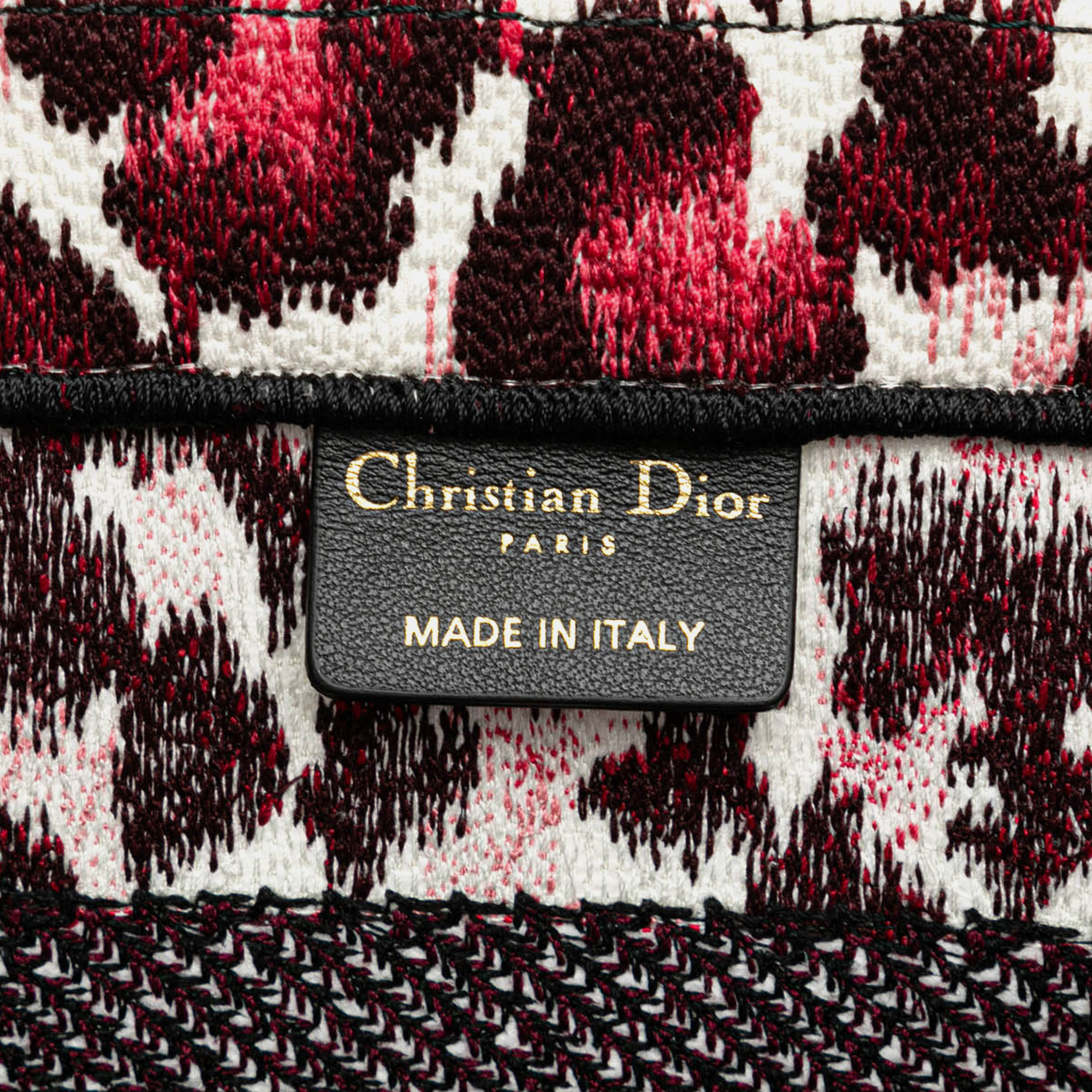 Dior Pink Mizza Small Embroidered Canvas Leopard Book Tote 