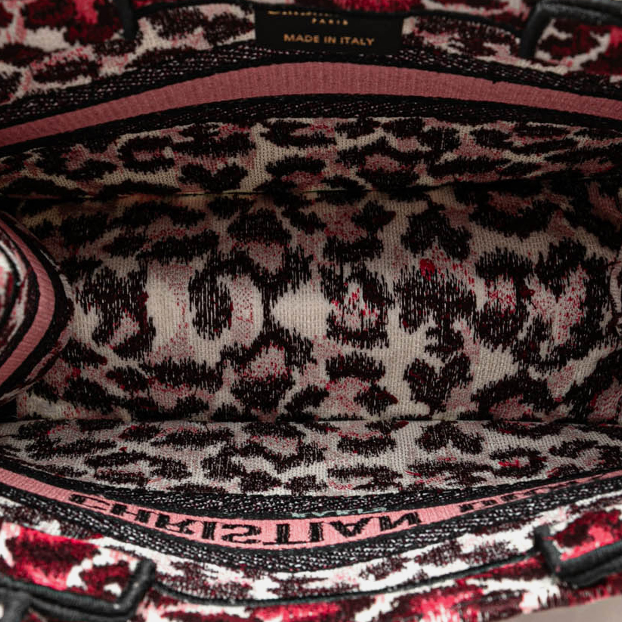 Dior Pink Mizza Small Embroidered Canvas Leopard Book Tote 