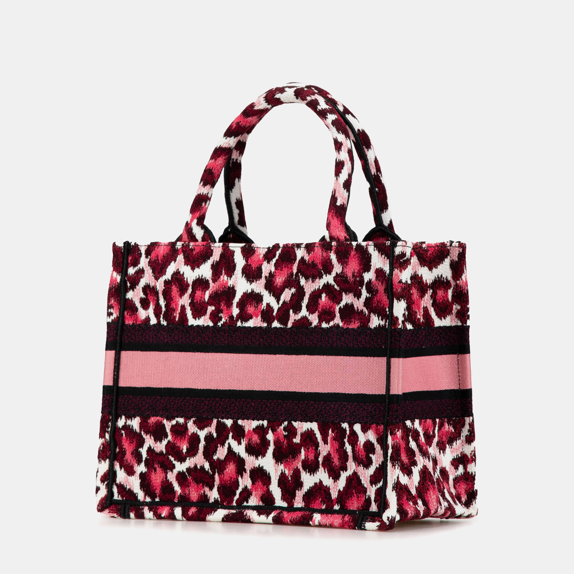 Dior Pink Mizza Small Embroidered Canvas Leopard Book Tote 