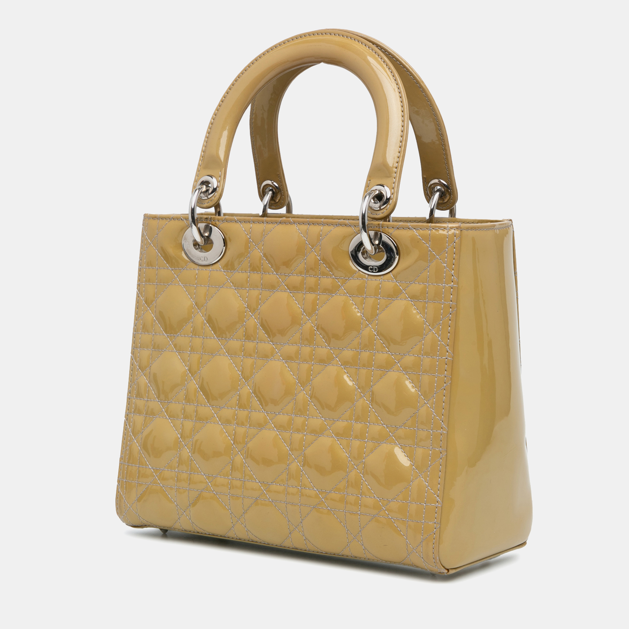 Dior Brown Medium Patent Cannage Lady Dior 