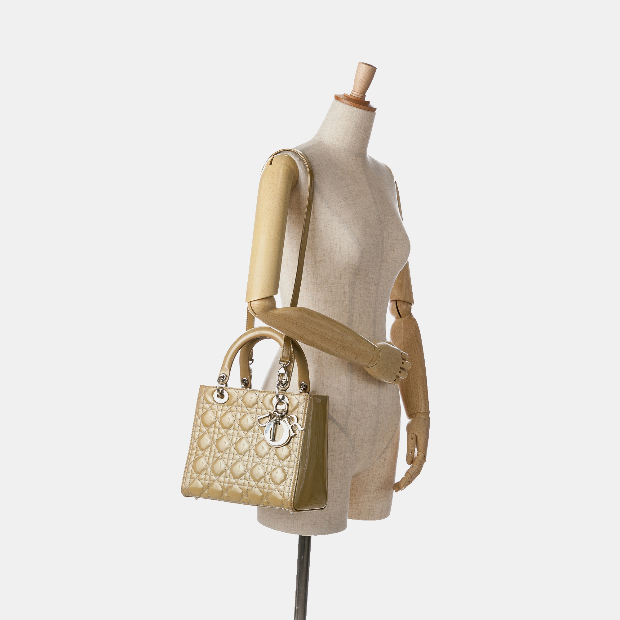 Dior Brown Medium Patent Cannage Lady Dior 