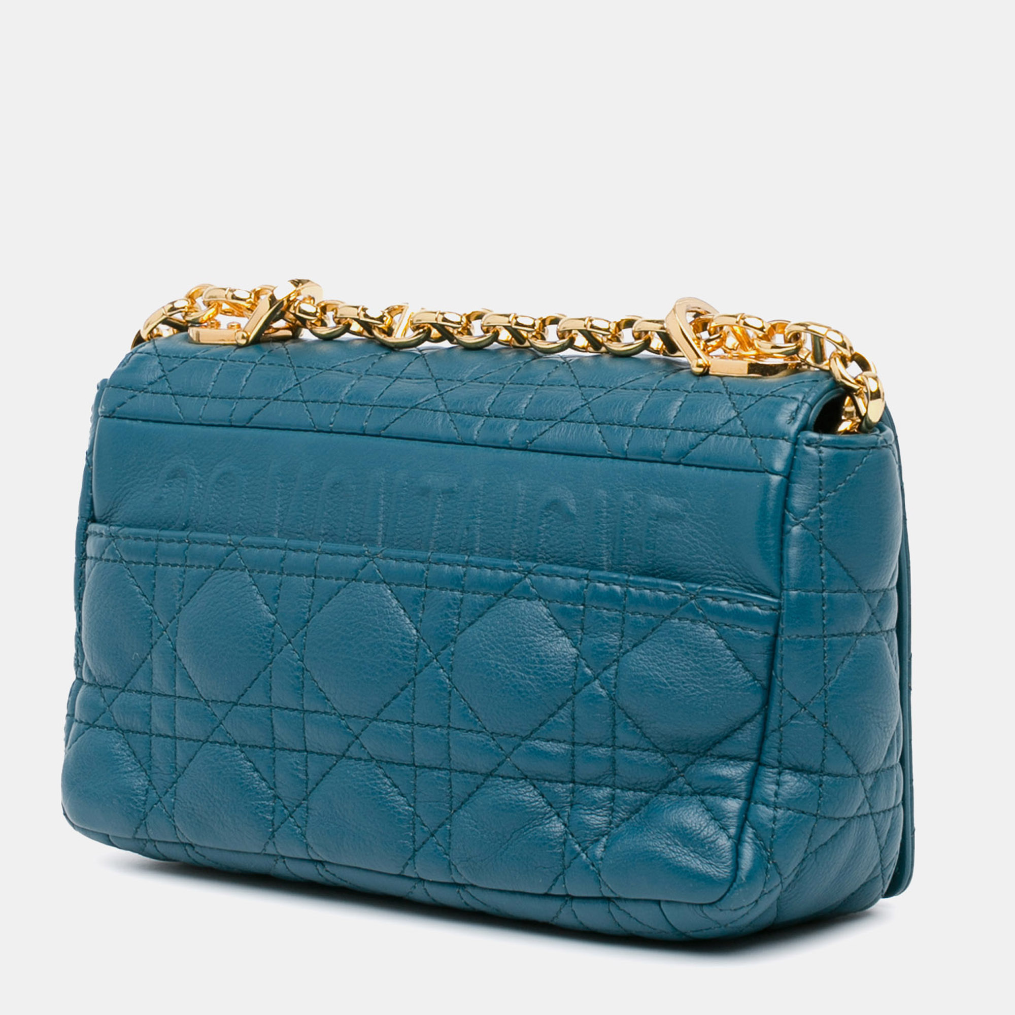 Dior Blue Small Lambskin Cannage Caro Crossbody 