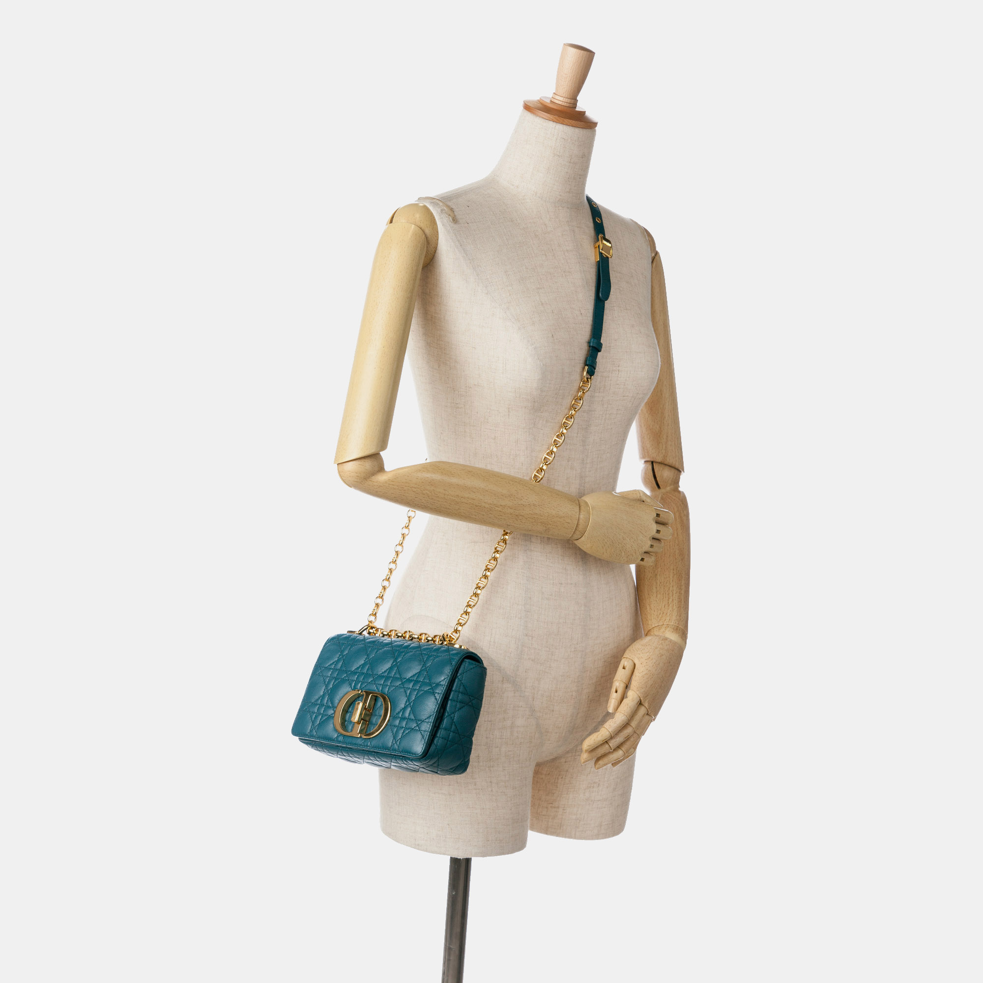 Dior Blue Small Lambskin Cannage Caro Crossbody 