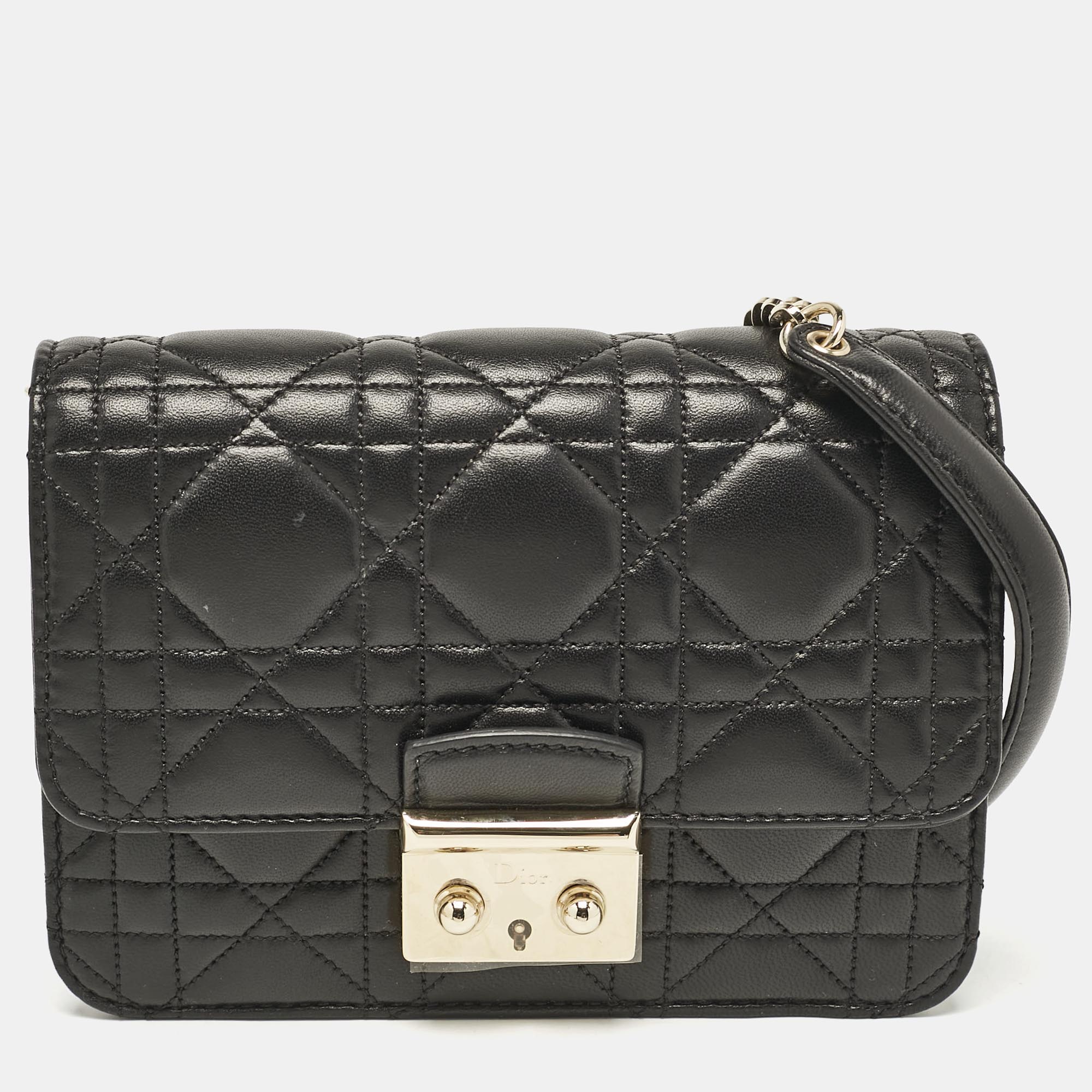 

Dior Black Cannage Leather Mini Miss Dior Flap Bag