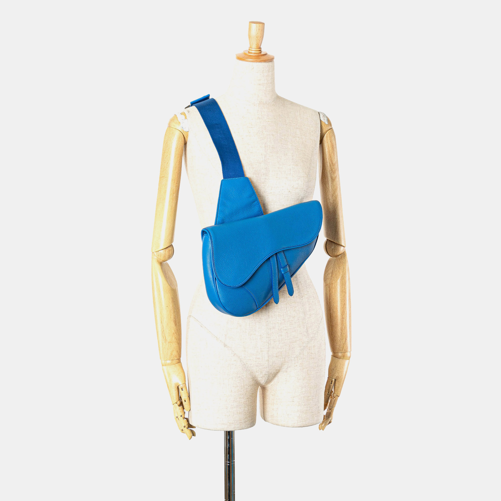 Dior Blue Leather Saddle Crossbody 