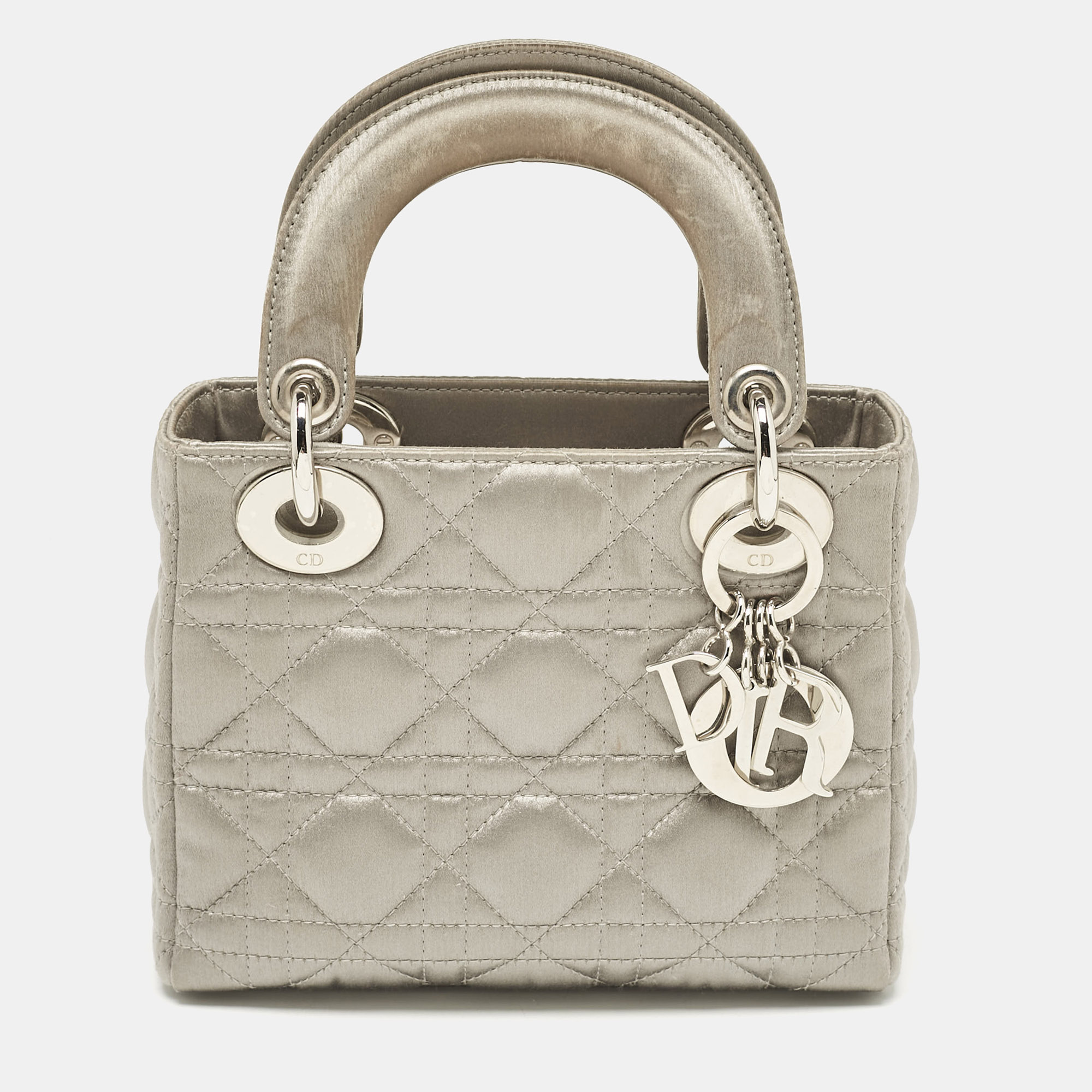 

Dior Grey Quilted Fabric Mini Lady Dior Tote