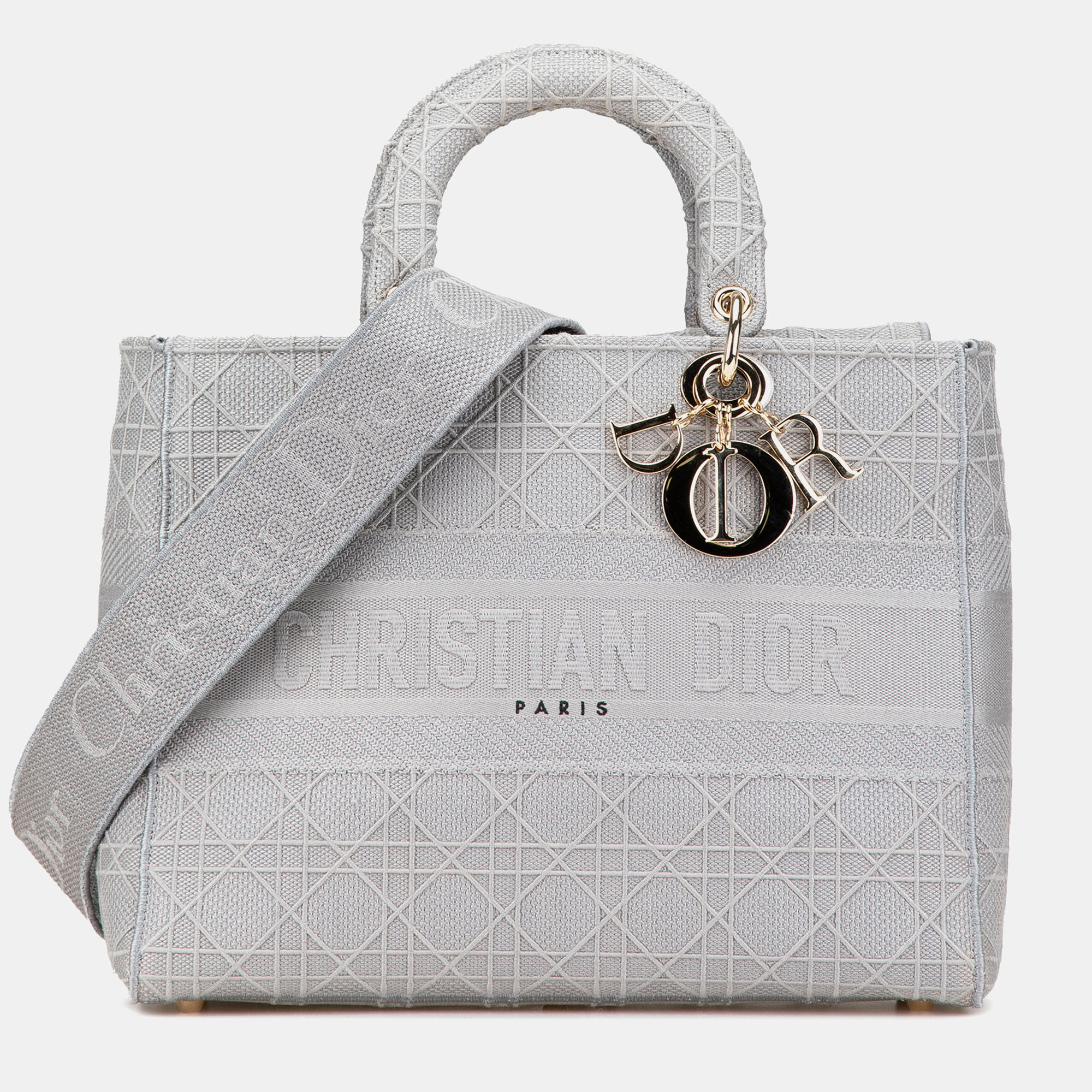 

Dior Grey Large Canvas Cannage Lady D Lite