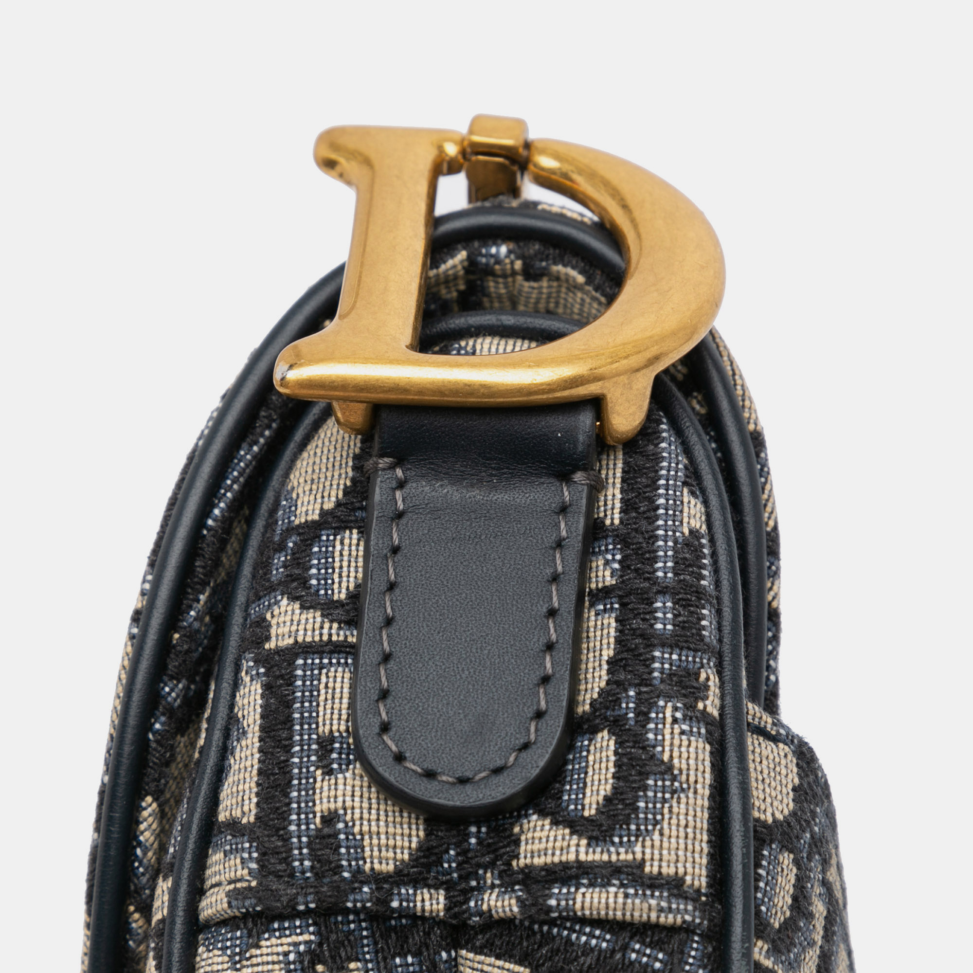 Dior Navy Blue Oblique Canvas Saddle Bag 
