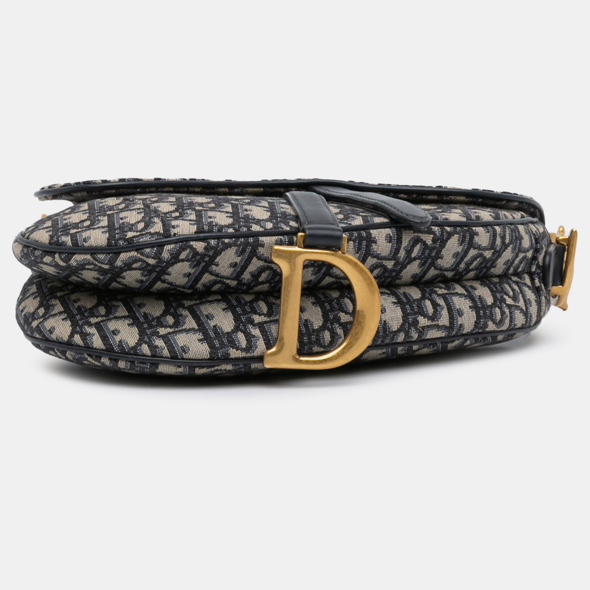Dior Navy Blue Oblique Canvas Saddle Bag 