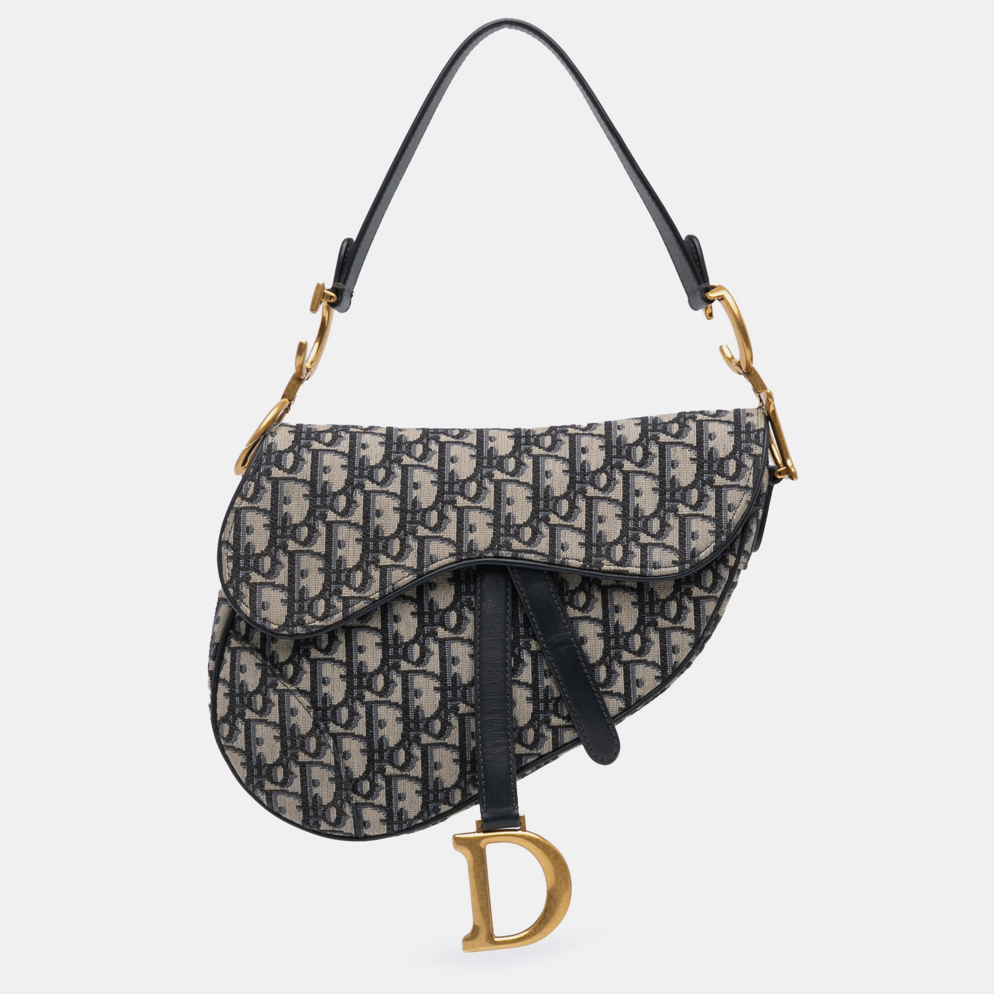 

Dior Navy Blue Oblique Canvas Saddle Bag