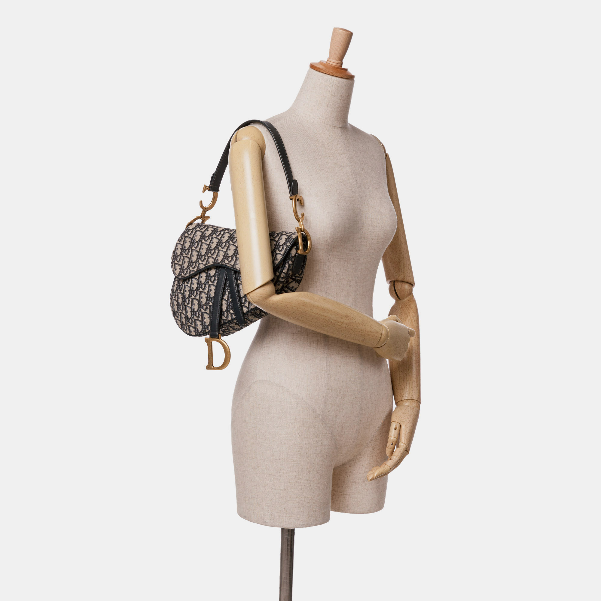 Dior Navy Blue Oblique Canvas Saddle Bag 