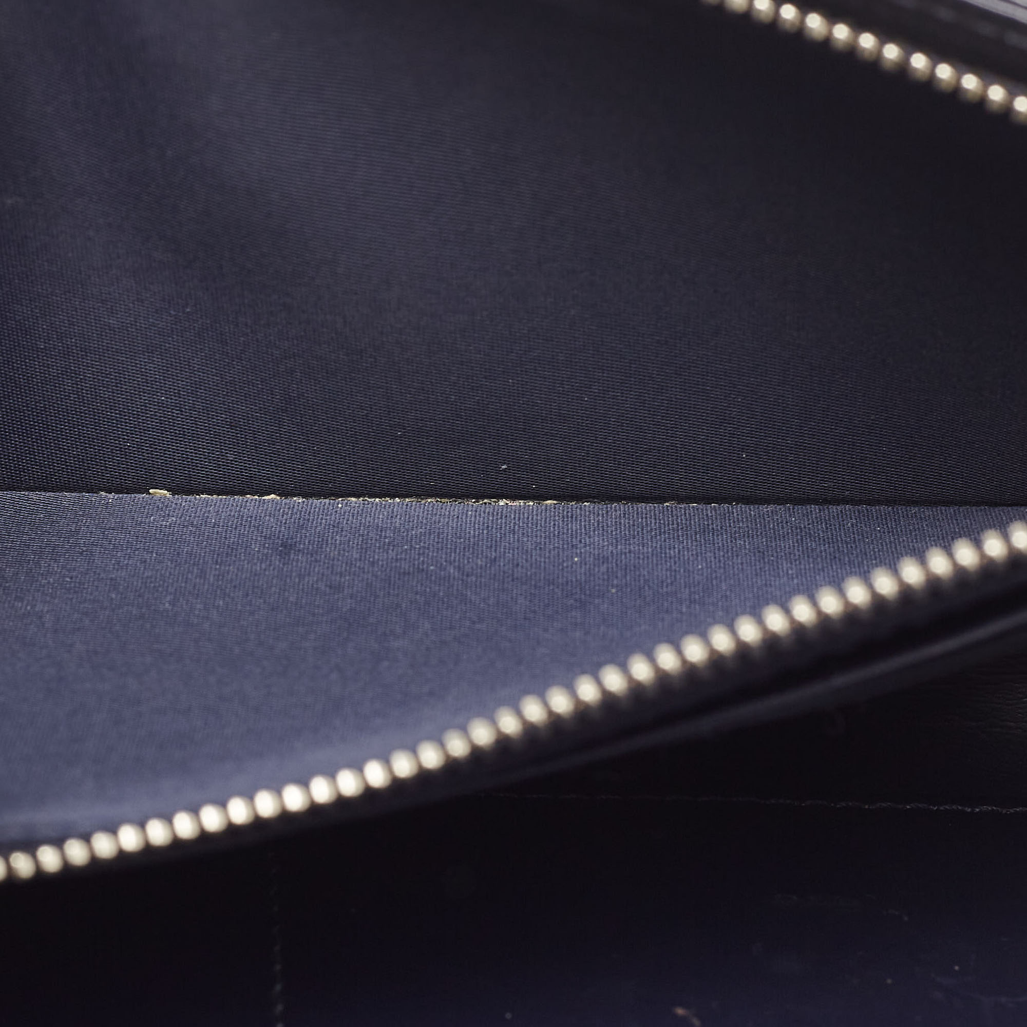 Dior Navy Blue Micro Cannage Patent Leather Lady Dior Chain Clutch 
