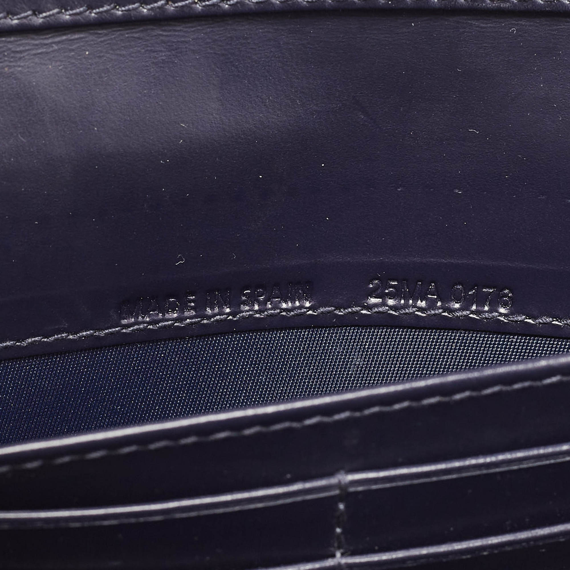 Dior Navy Blue Micro Cannage Patent Leather Lady Dior Chain Clutch 