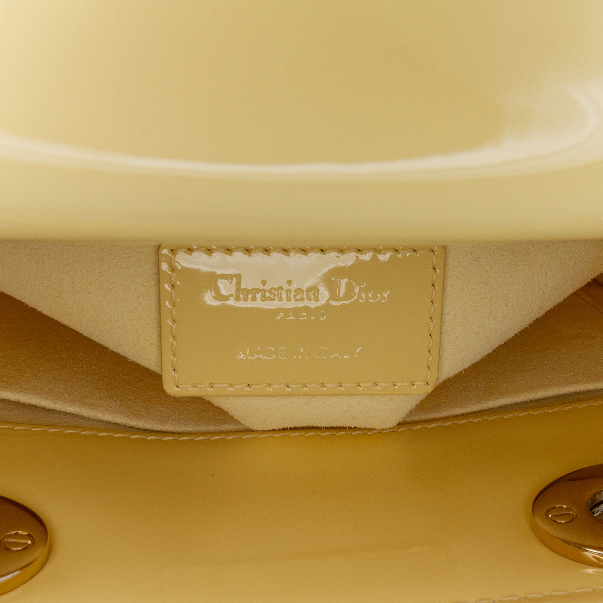 Dior Yellow Small Patent Cannage Lady Dior 