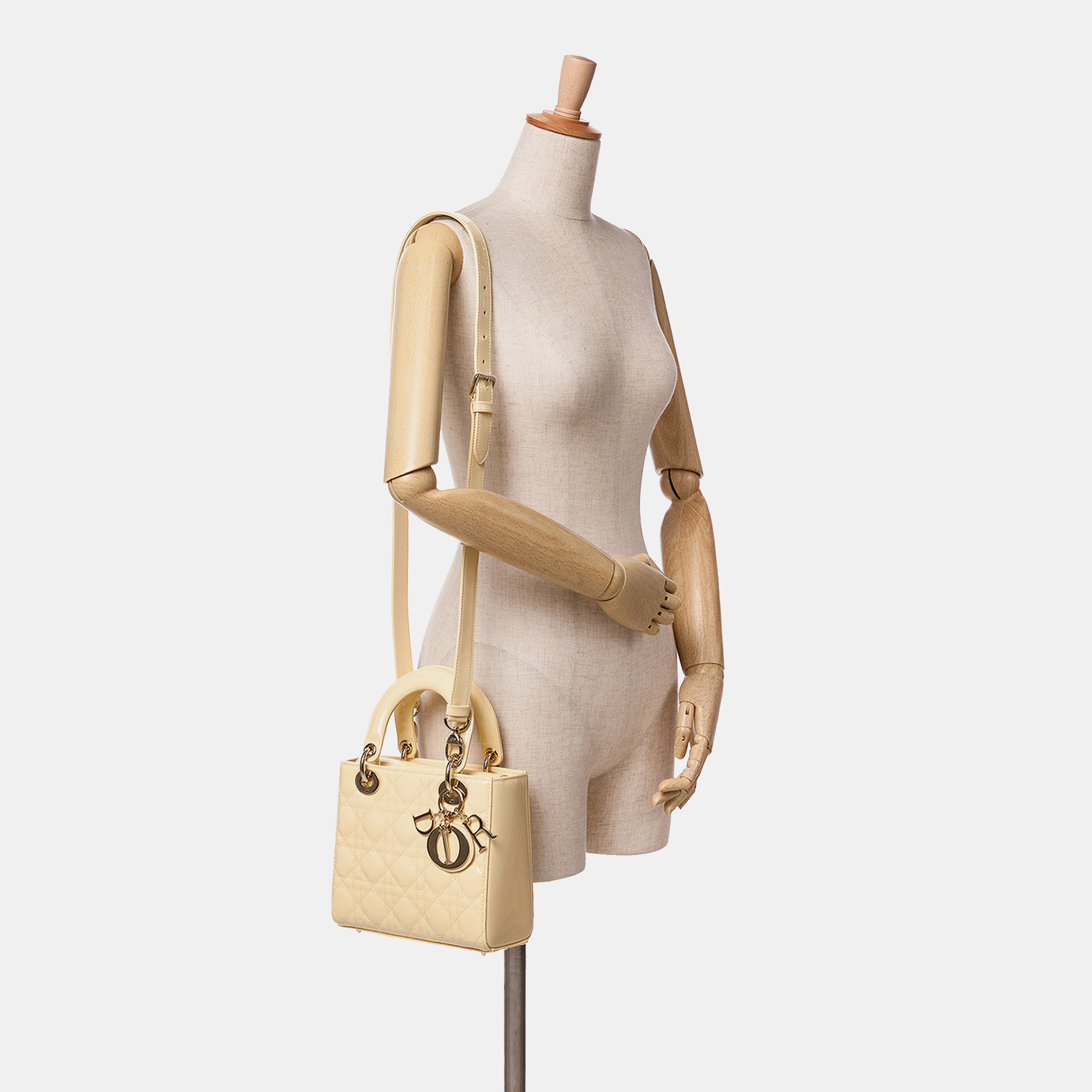 Dior Yellow Small Patent Cannage Lady Dior 