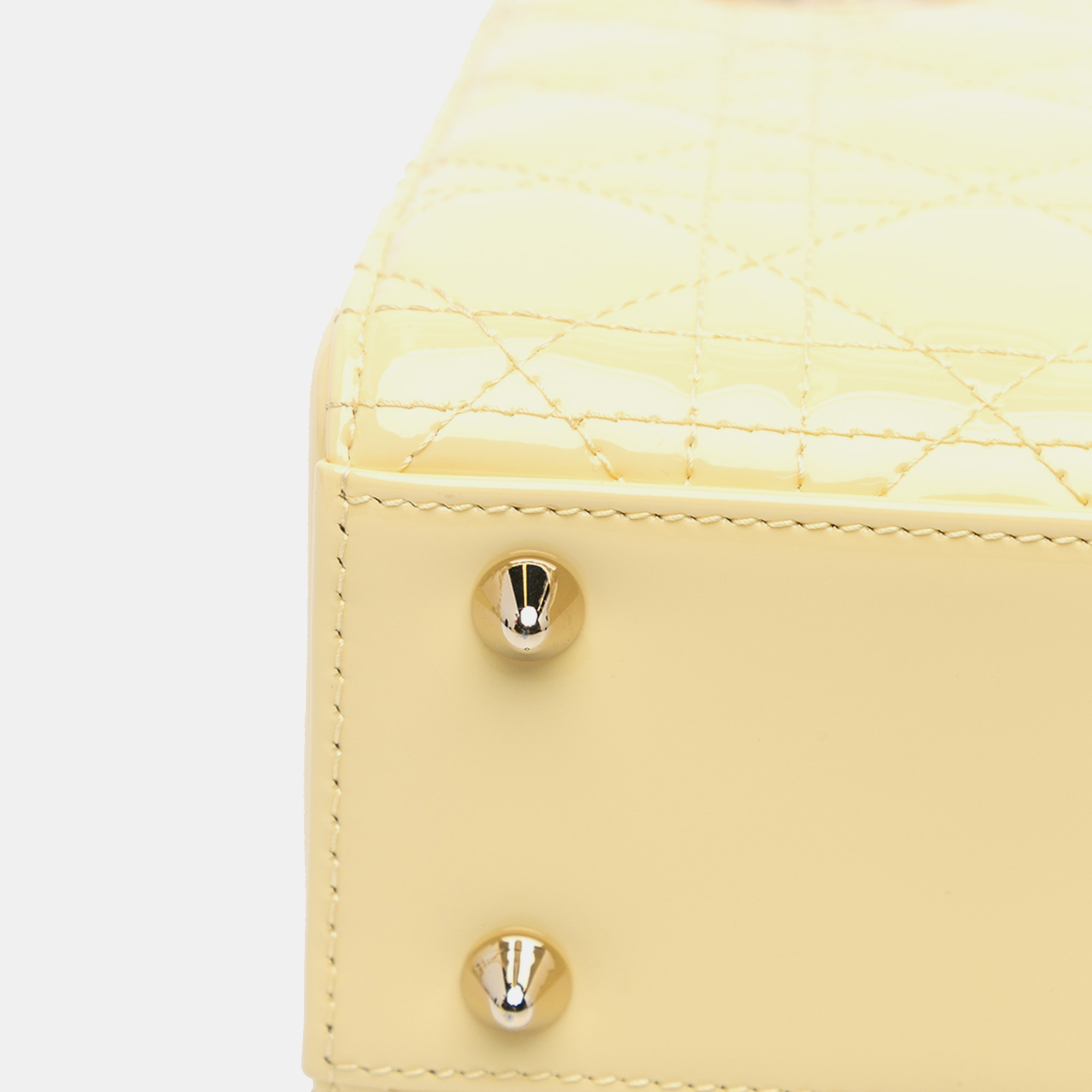 Dior Yellow Small Patent Cannage Lady Dior 