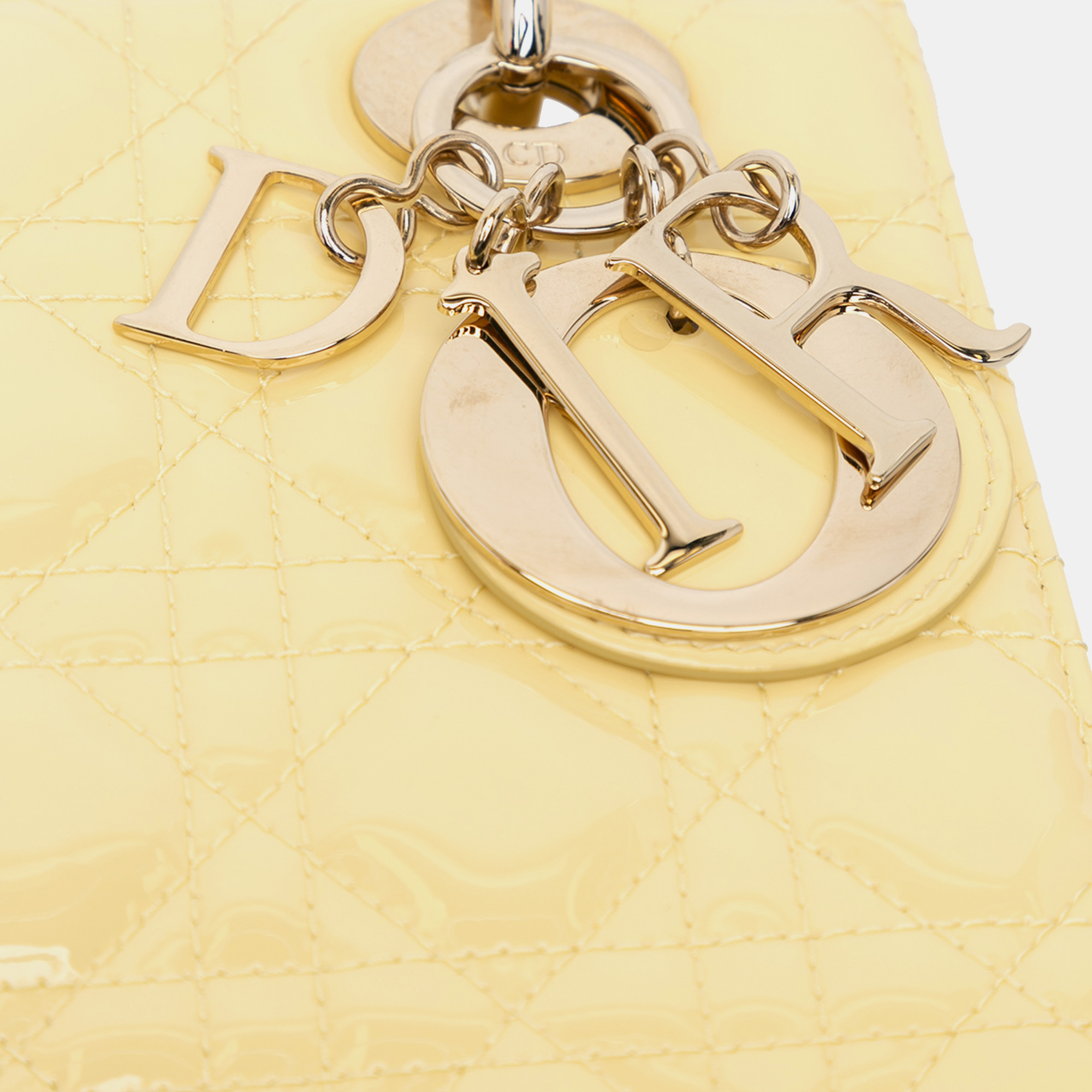 Dior Yellow Small Patent Cannage Lady Dior 