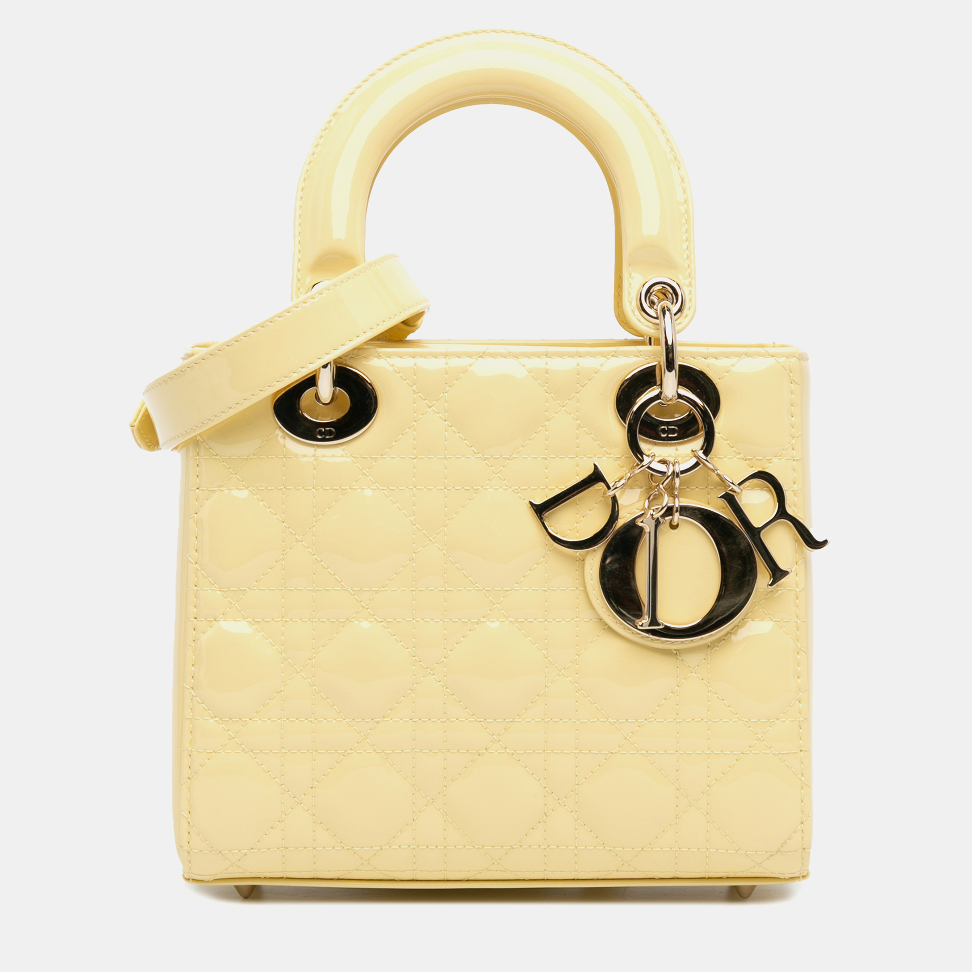 

Dior Yellow Small Patent Cannage Lady Dior