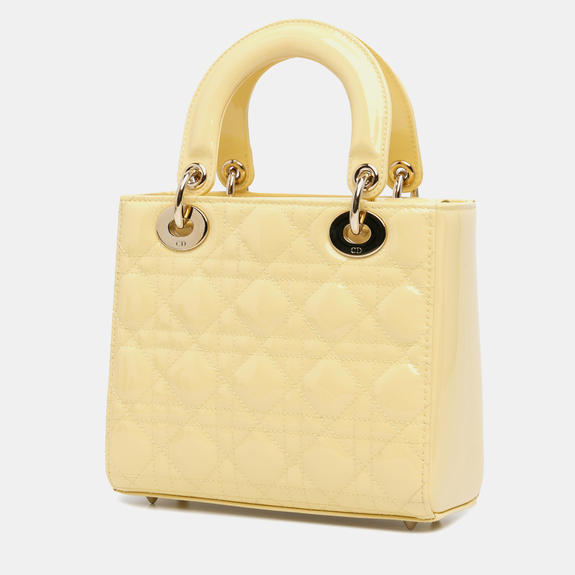 Dior Yellow Small Patent Cannage Lady Dior 