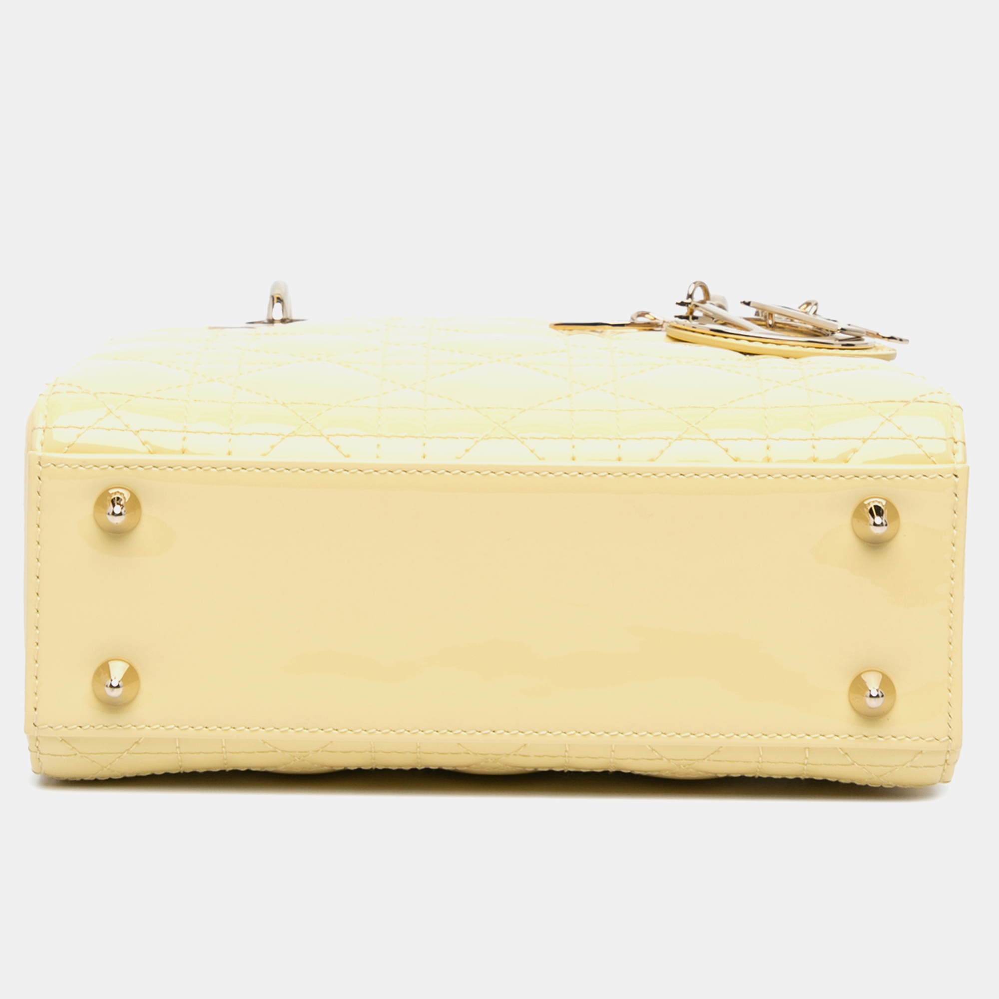 Dior Yellow Small Patent Cannage Lady Dior 