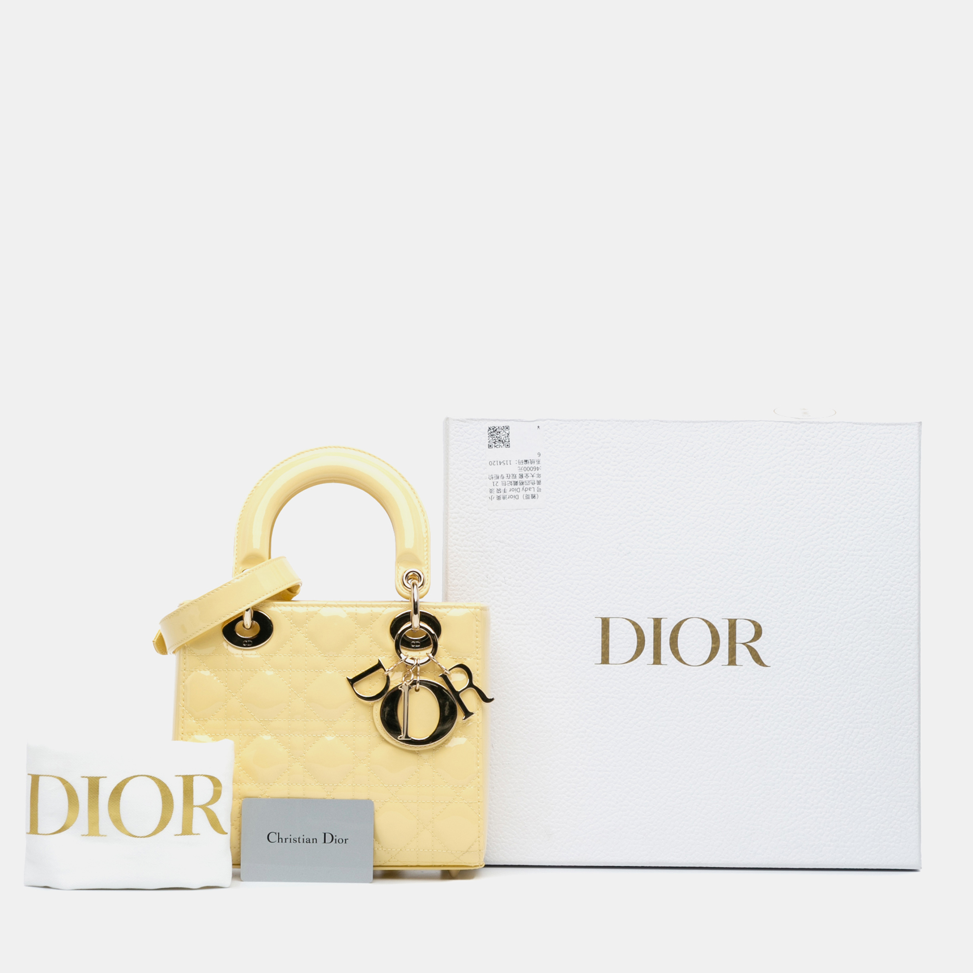 Dior Yellow Small Patent Cannage Lady Dior 