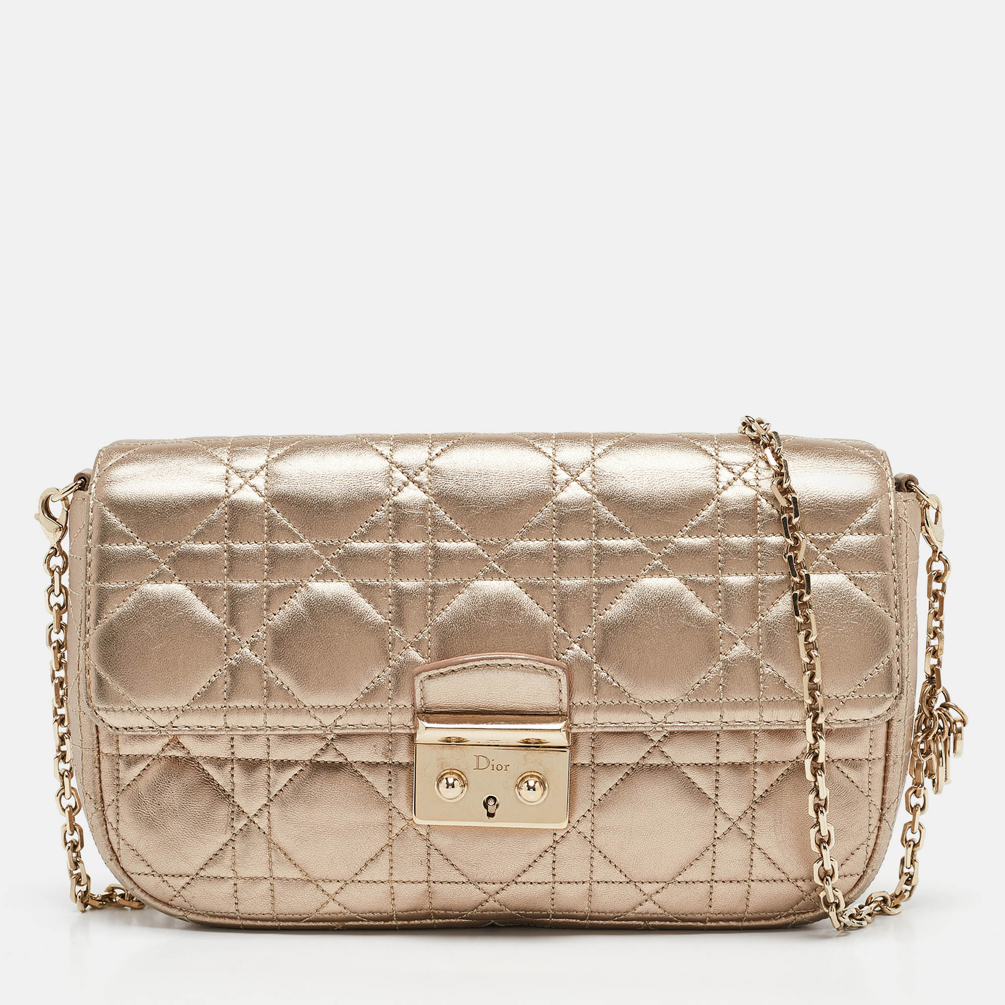 

Dior Gold Cannage Leather Miss Dior Promenade Chain Clutch