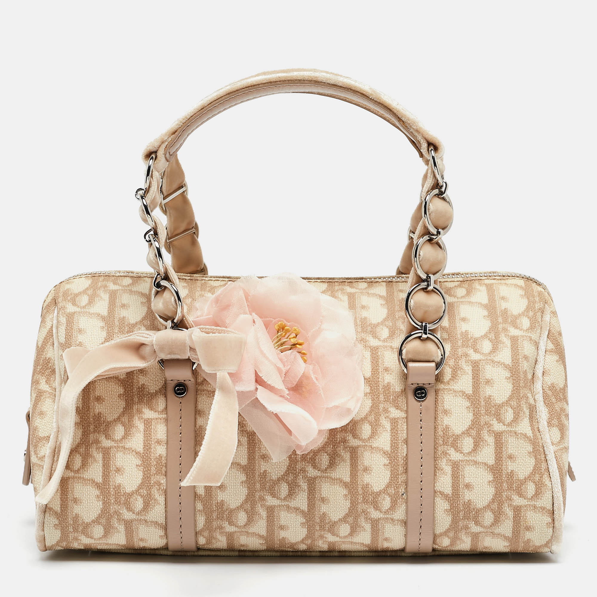 

Dior Beige Diorissimo Coated Canvas and Velvet Romantique Floral Boston Bag