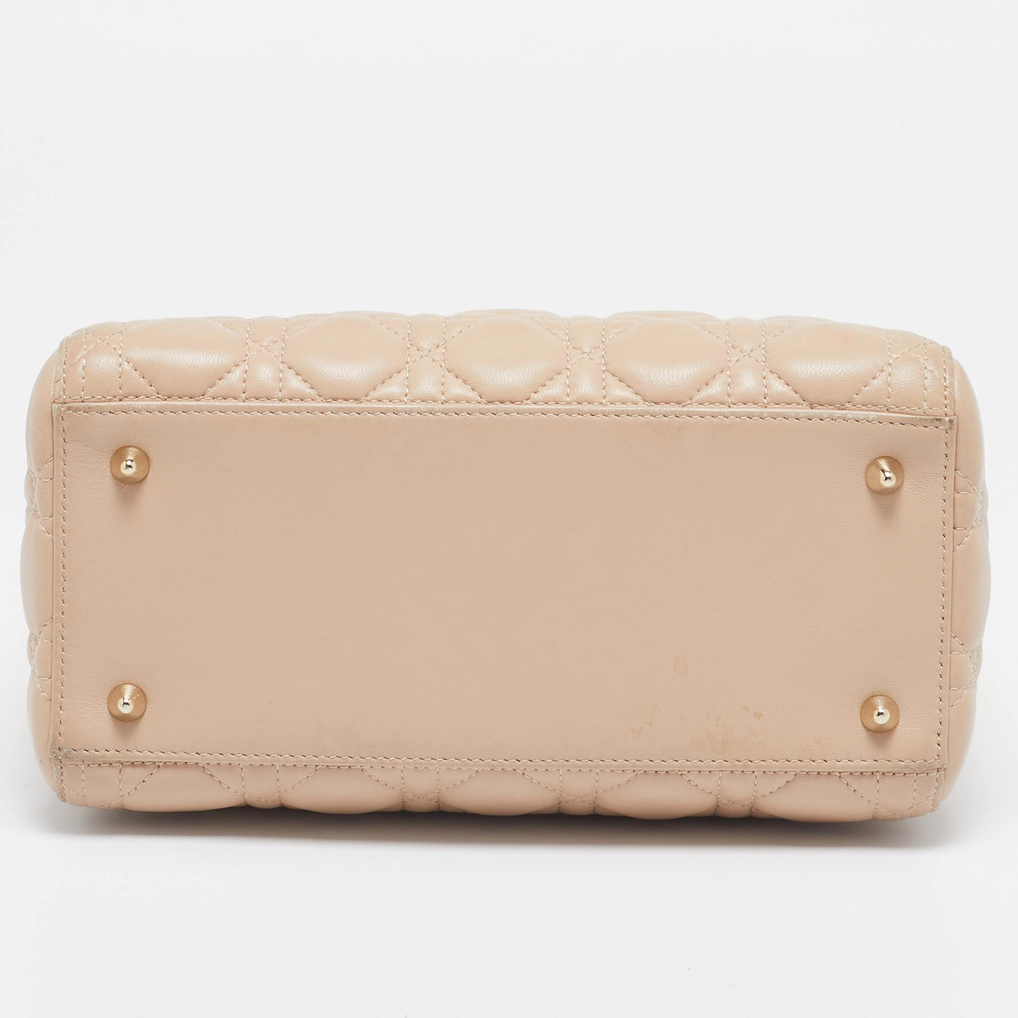 Dior Beige Cannage Leather Medium Lady Dior Tote 