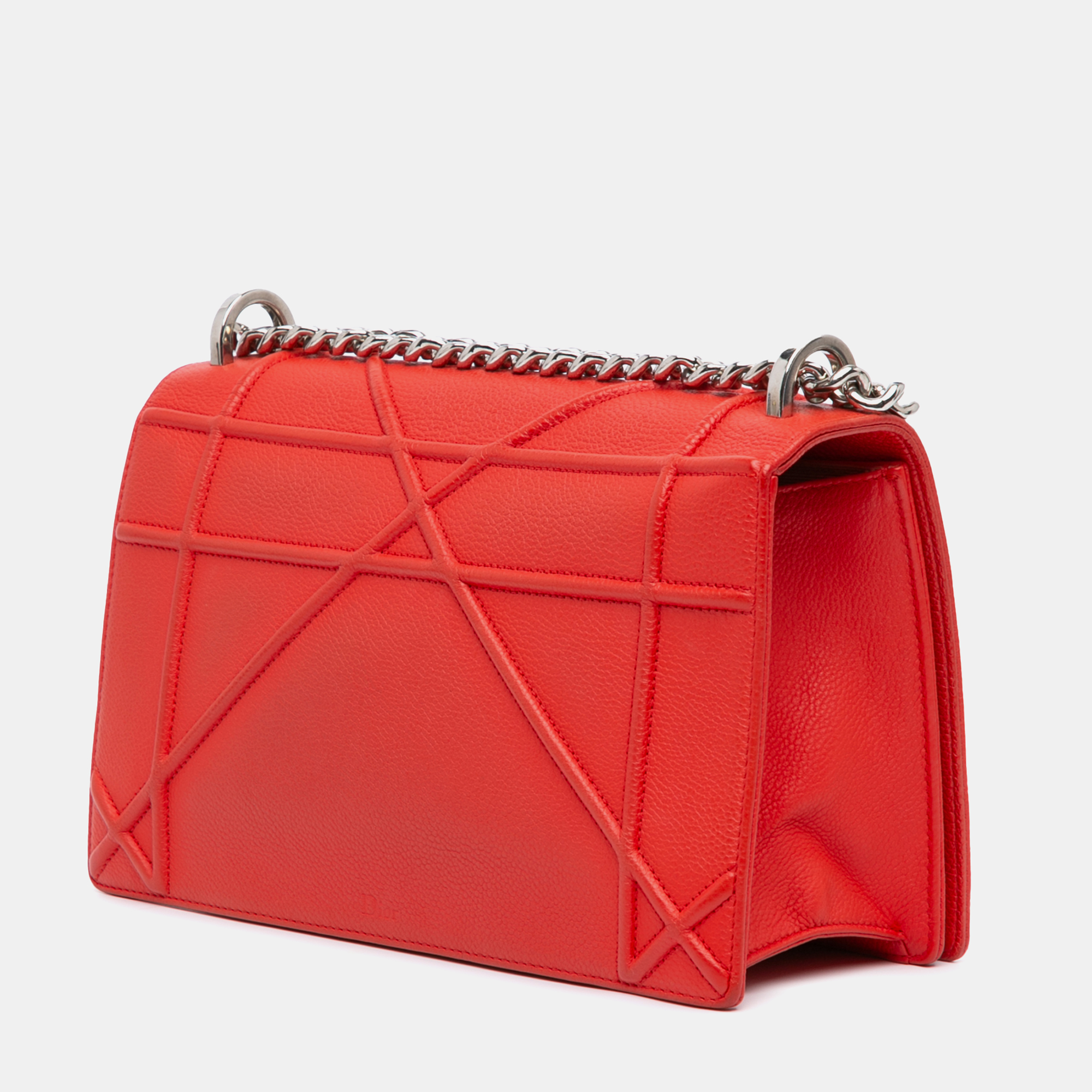 Dior Red Medium Grained Calfskin Diorama Flap 