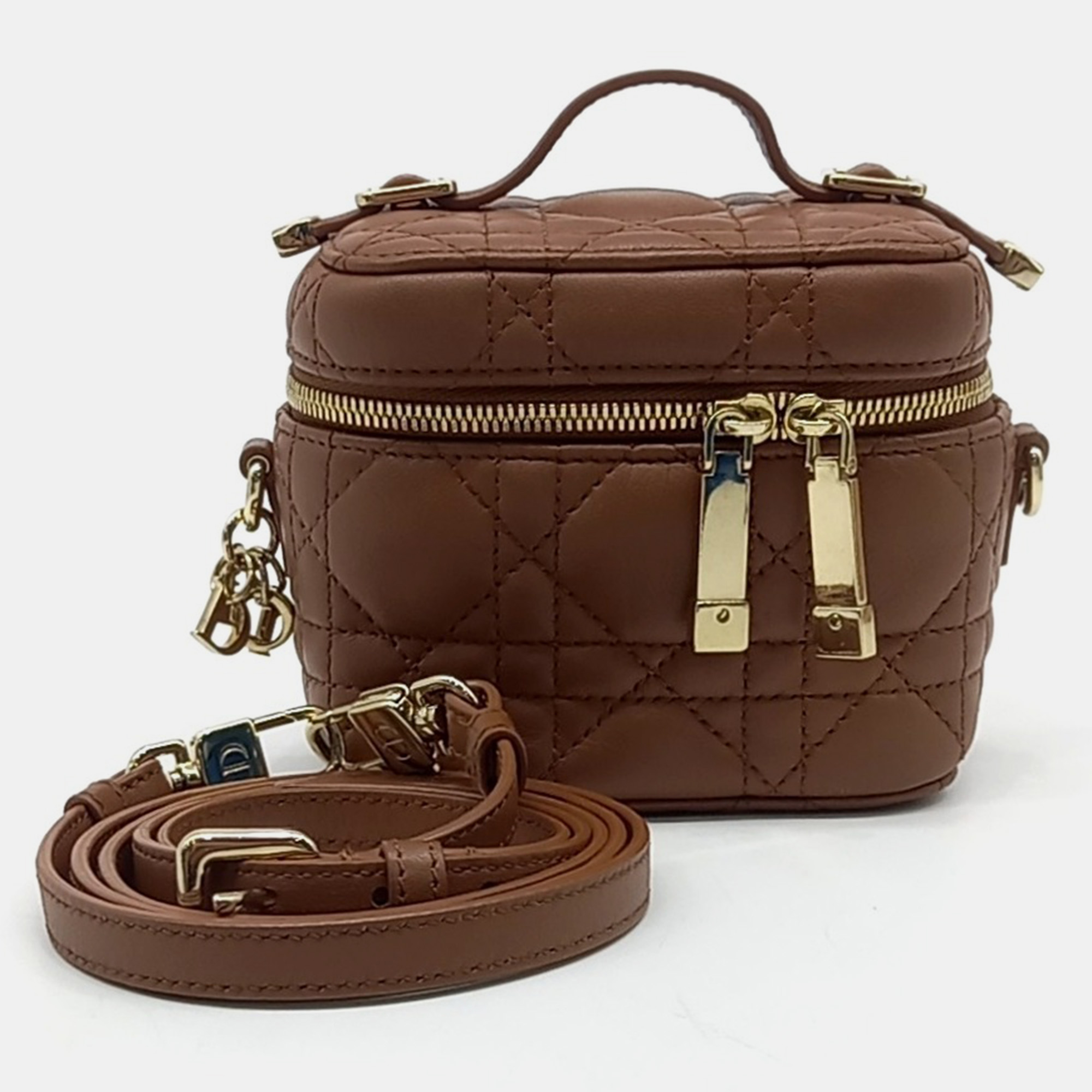 

Dior Brown Leather Cannage Micro Vanity Bag