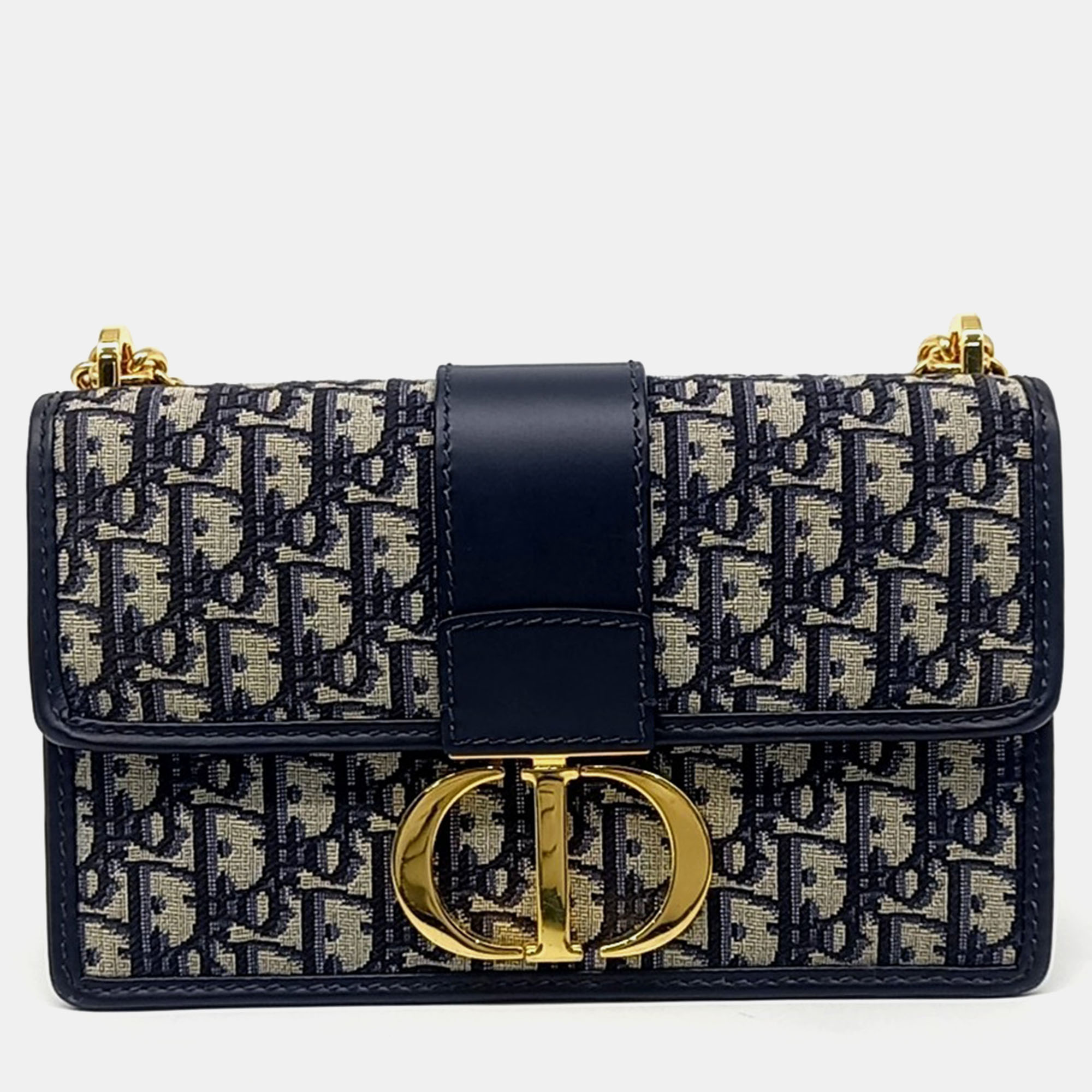 

Dior Navy Blue Canvas Oblique 30 Montene Bag
