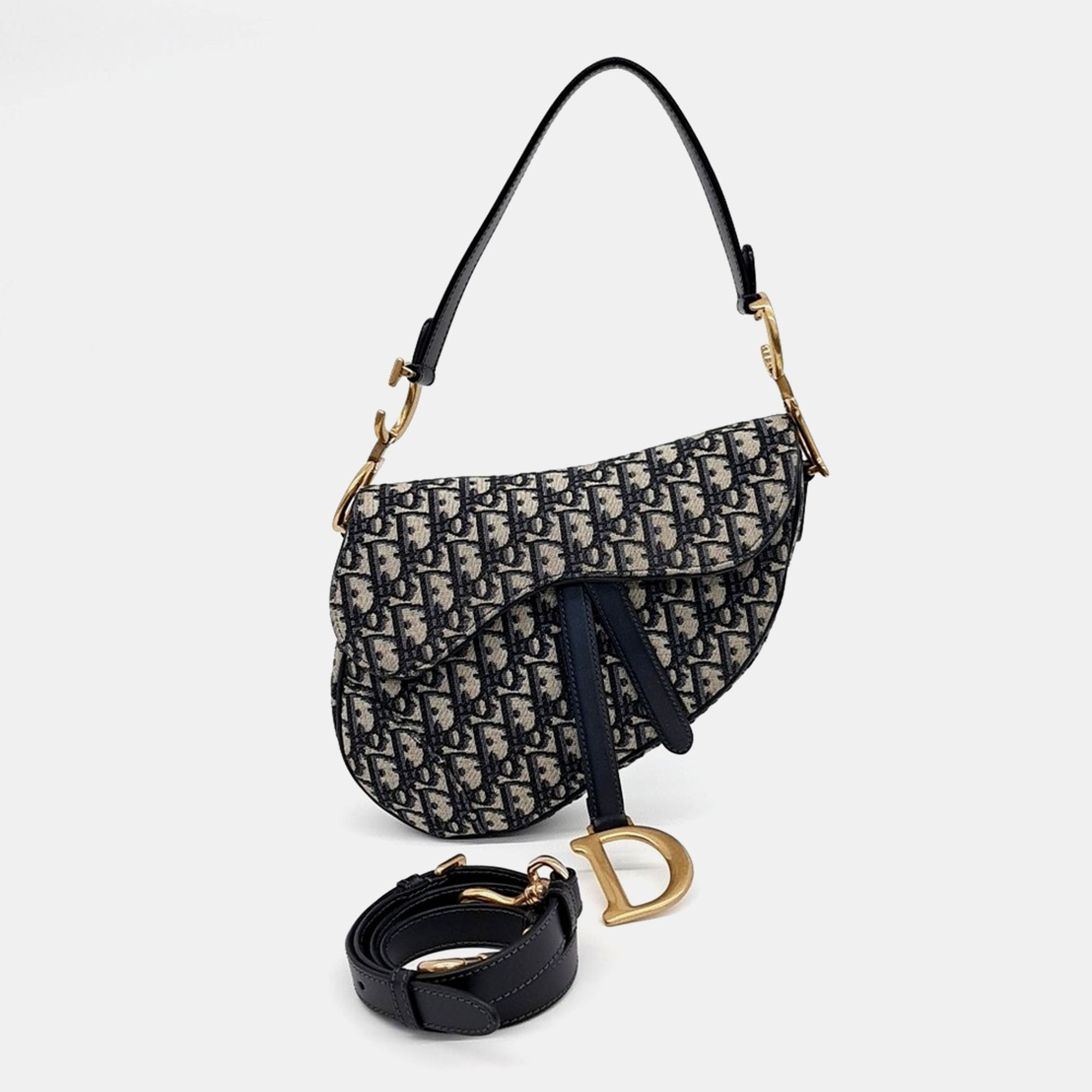 

Dior Navy Blue Canvas Oblique Saddle Bag