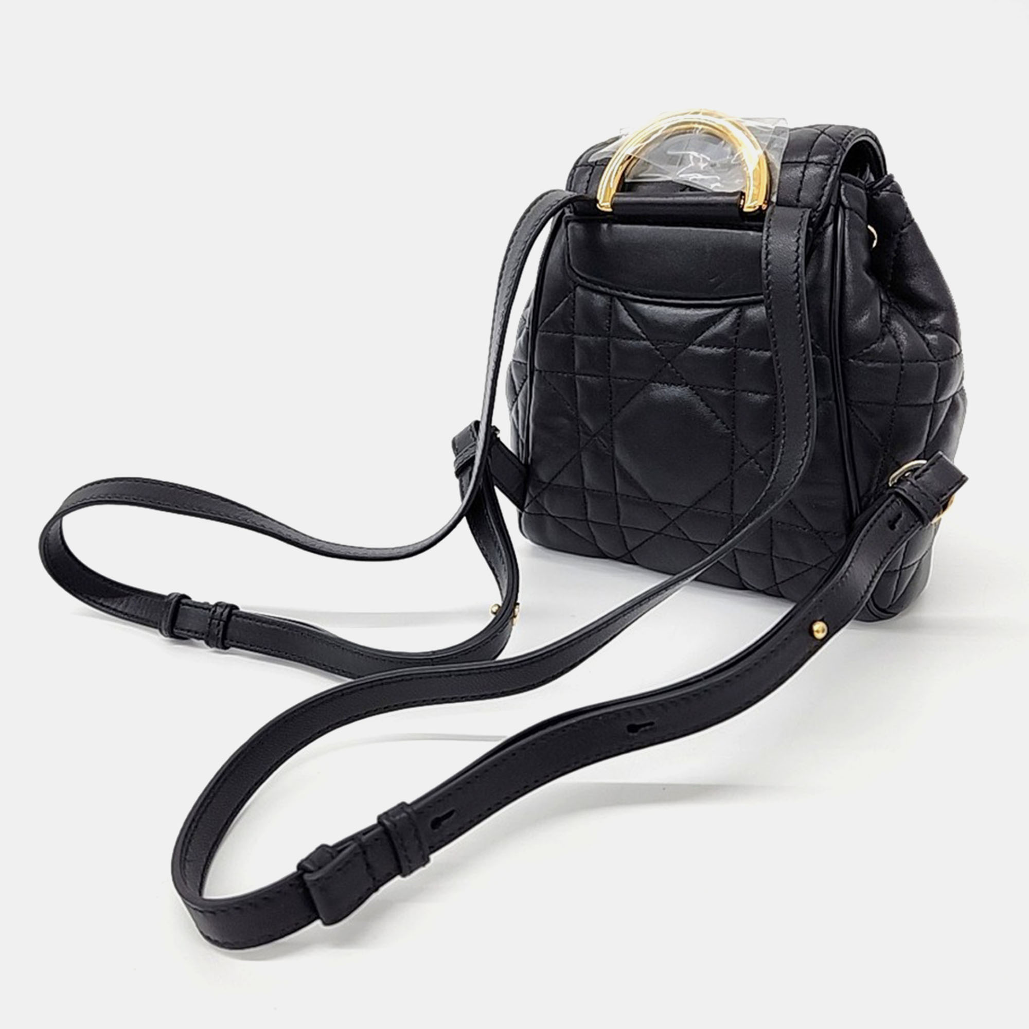Dior Black Leather Caro Small Backpack 