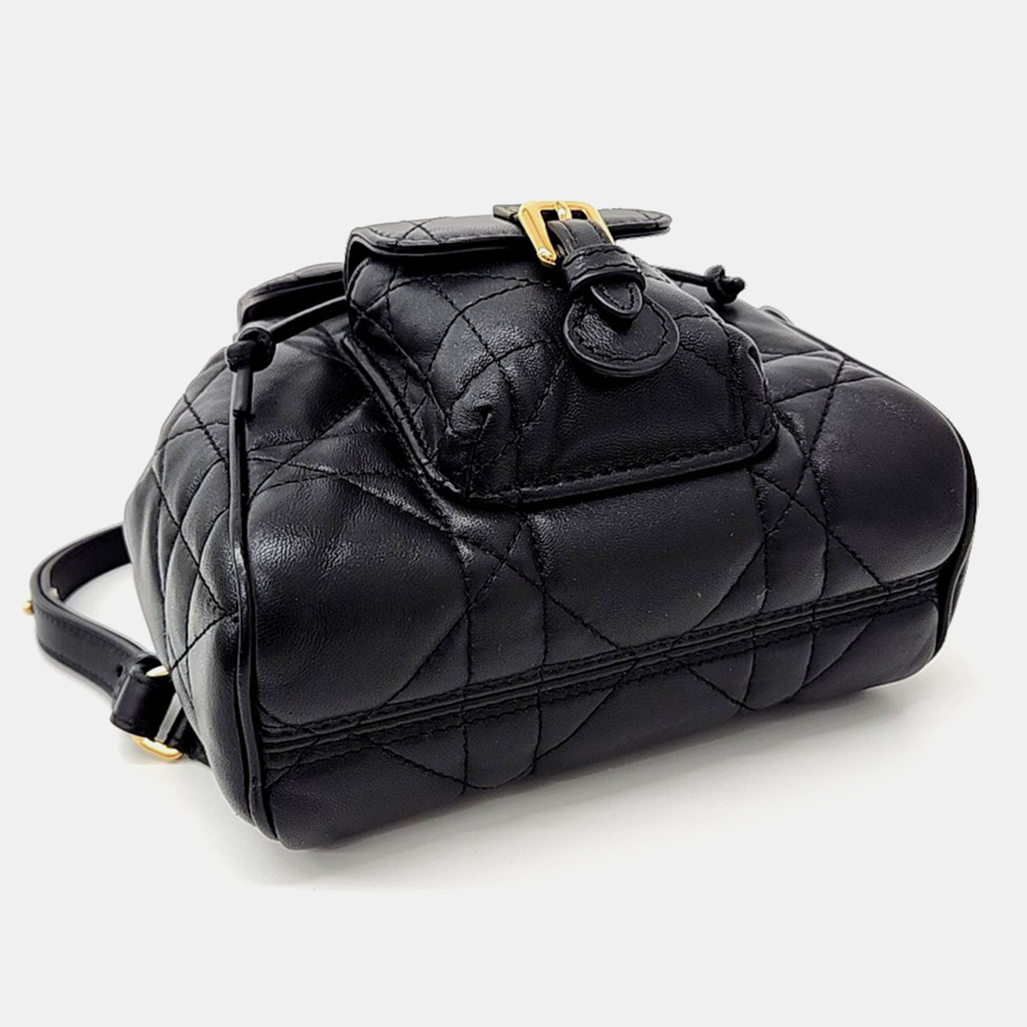 Dior Black Leather Caro Small Backpack 