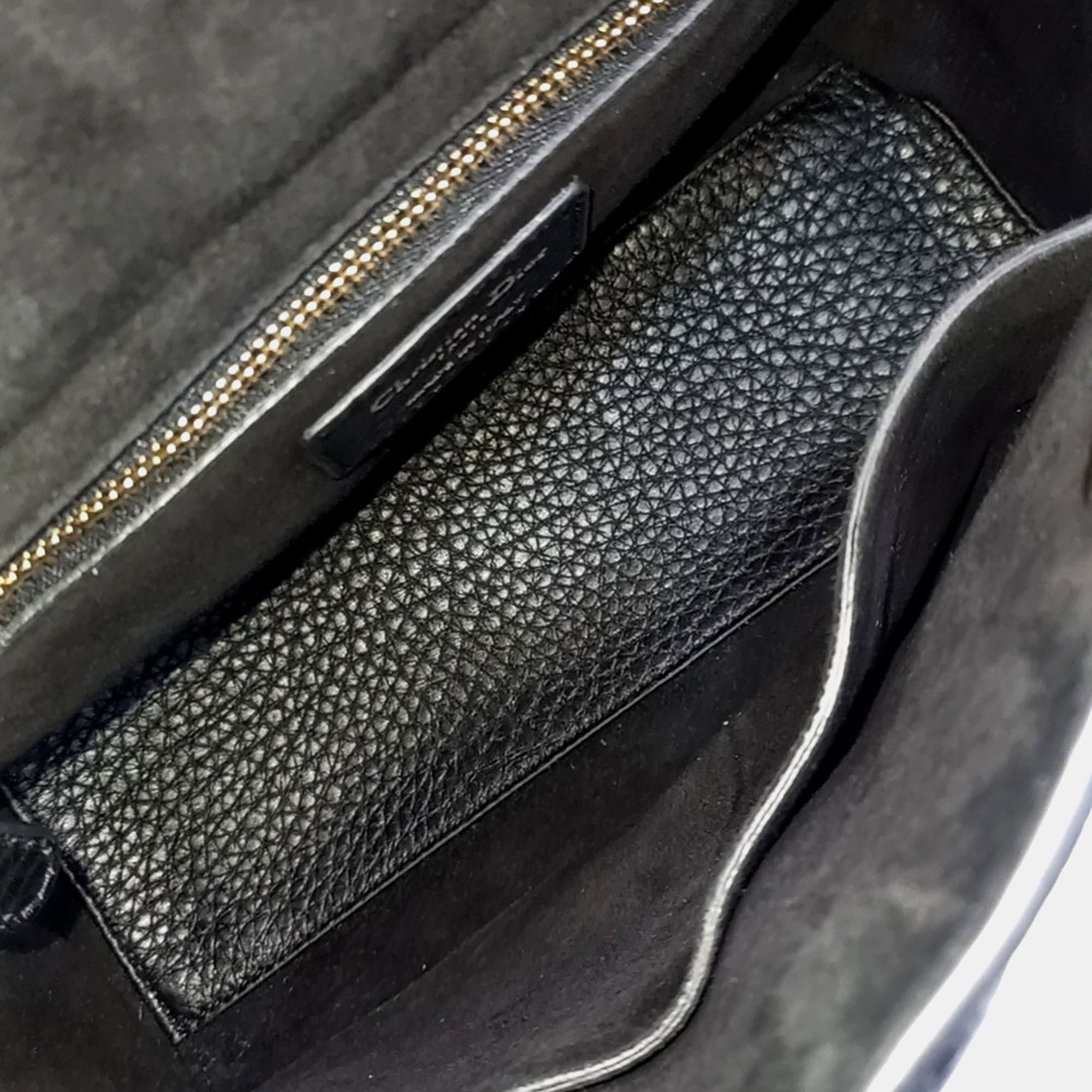 Dior Black Leather Lady Medium Bag 