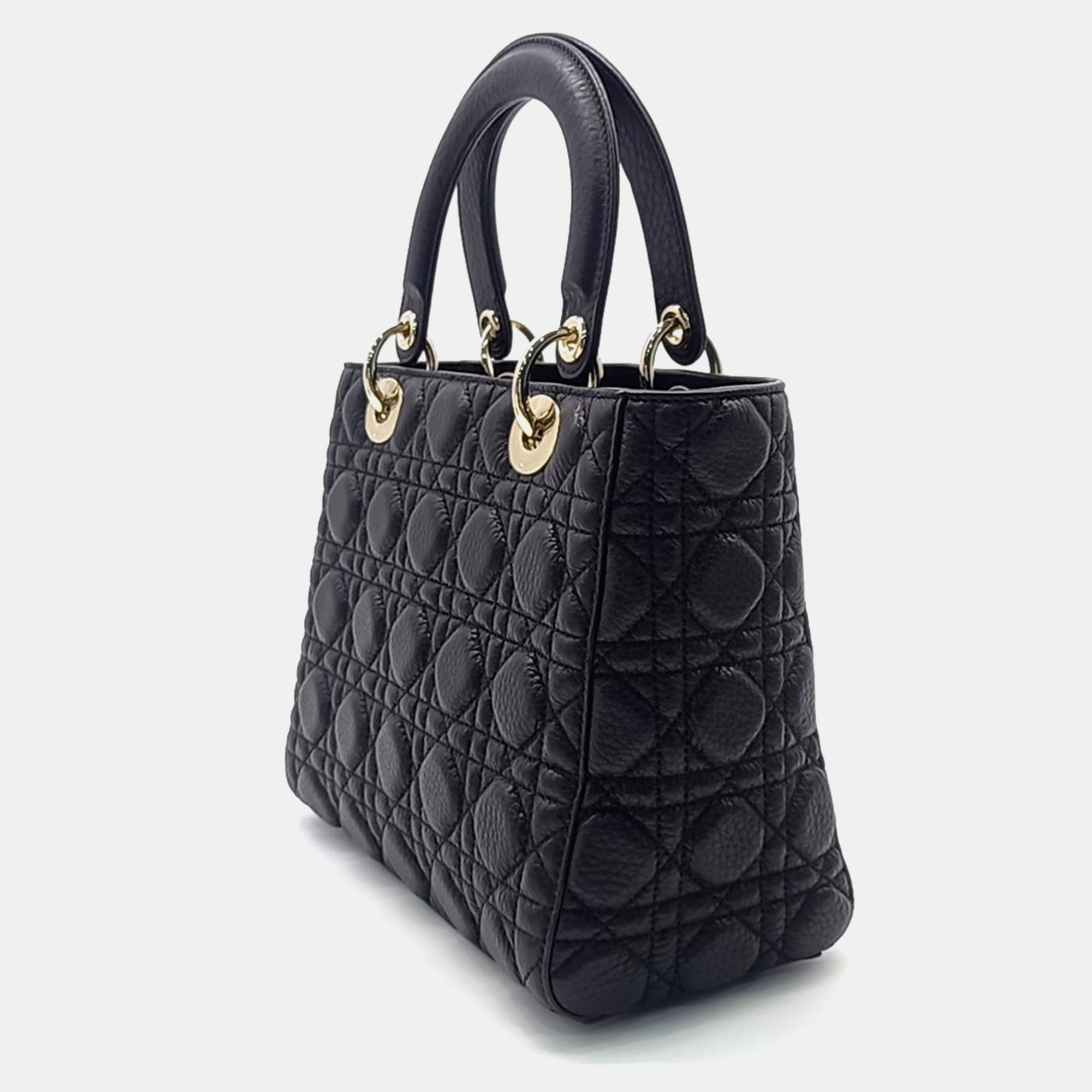 Dior Black Leather Lady Medium Bag 