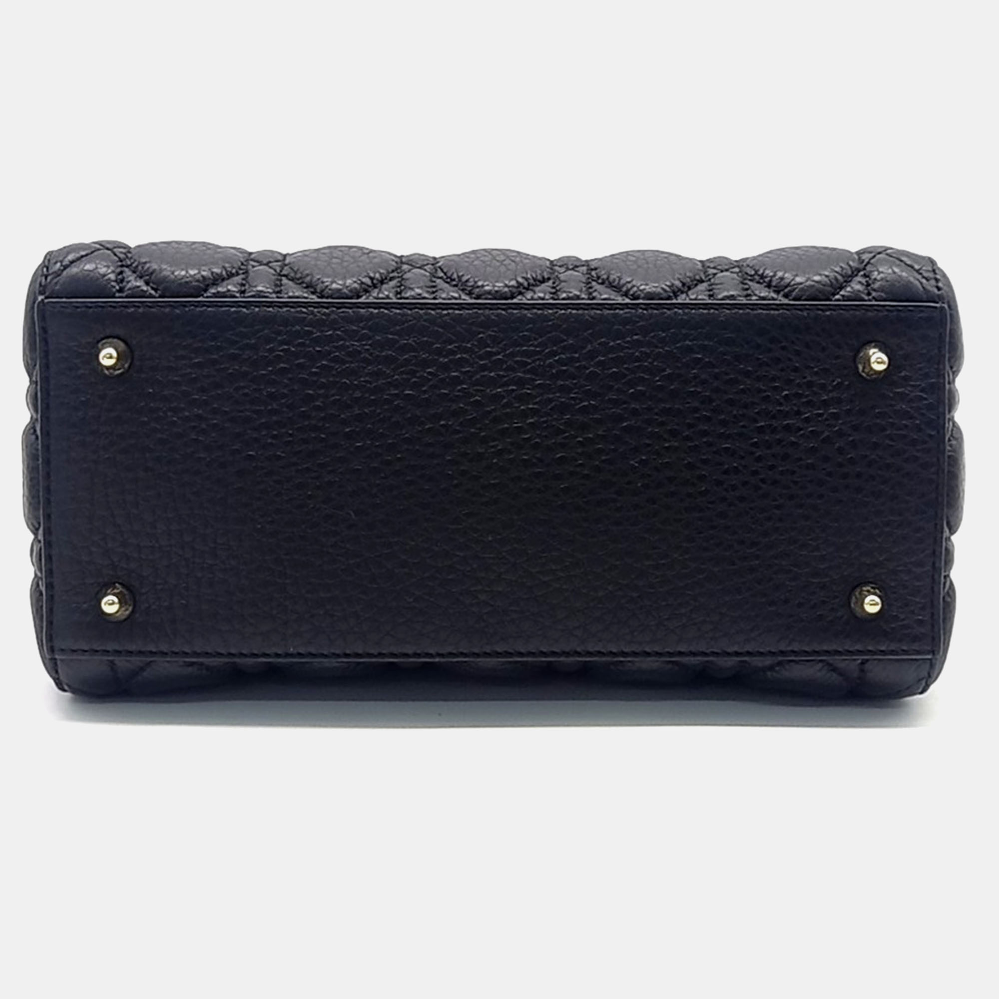 Dior Black Leather Lady Medium Bag 