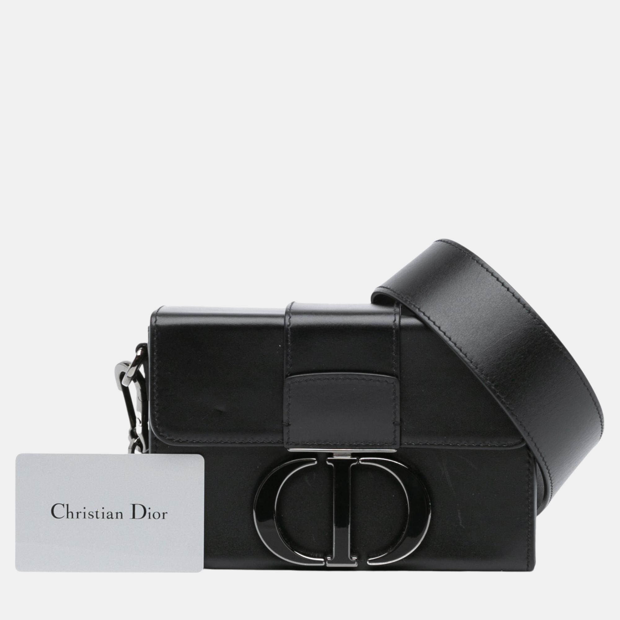 Dior Black Micro Smooth Calfskin 30 Montaigne Flap 