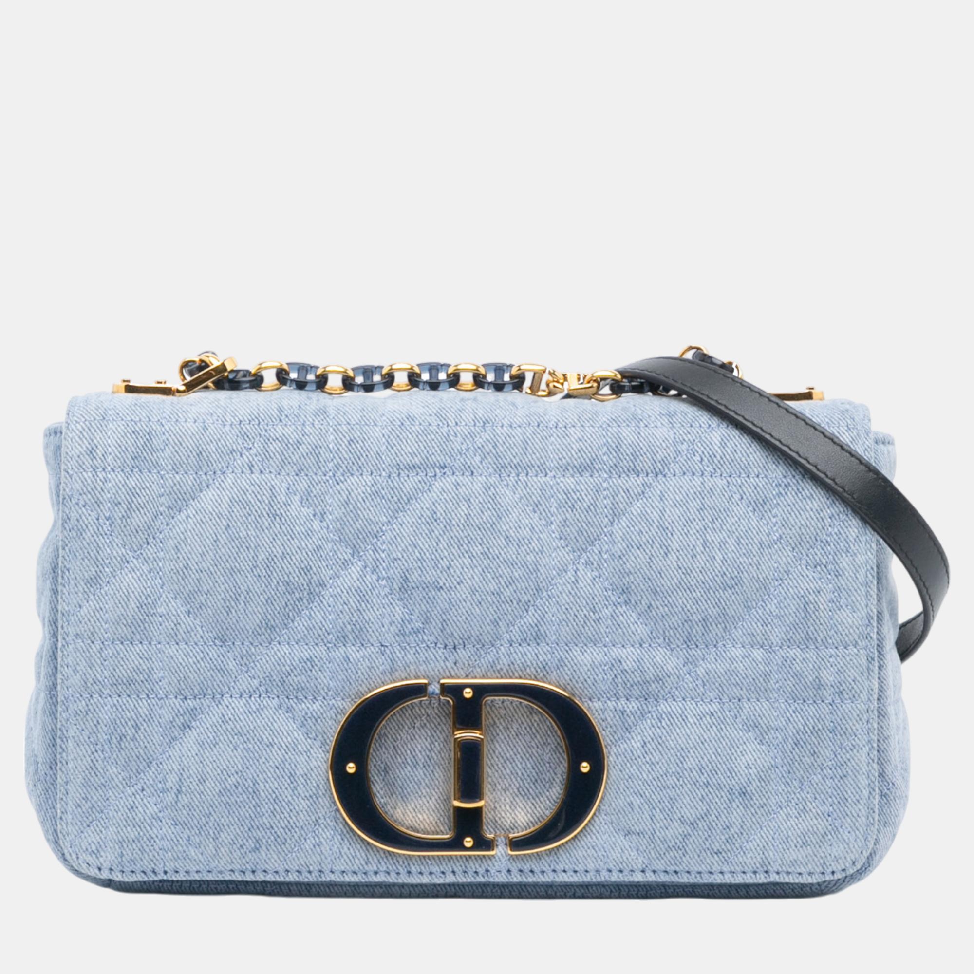 

Dior Blue Medium Denim Macrocannage Caro Bag