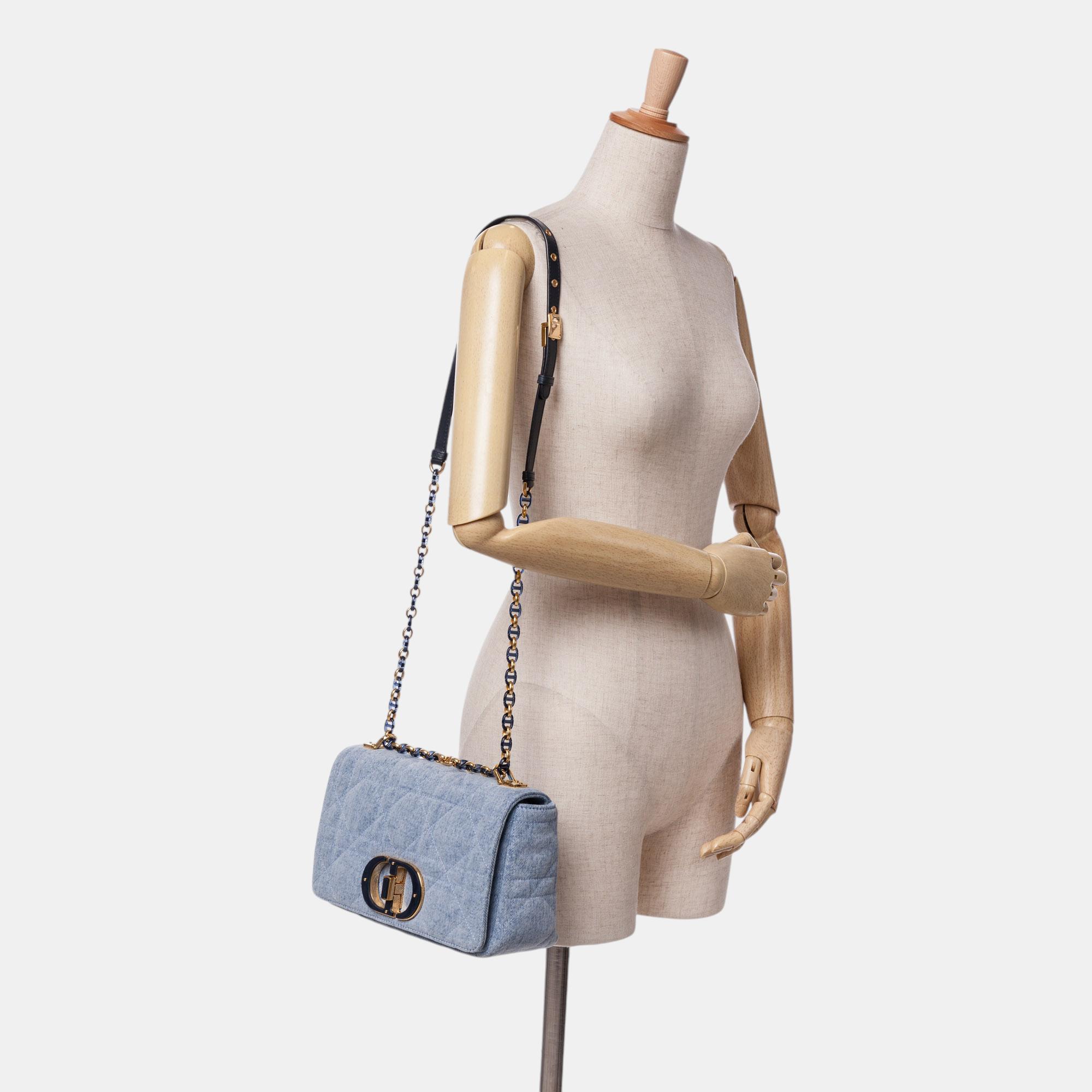 Dior Blue Medium Denim Macrocannage Caro Bag 