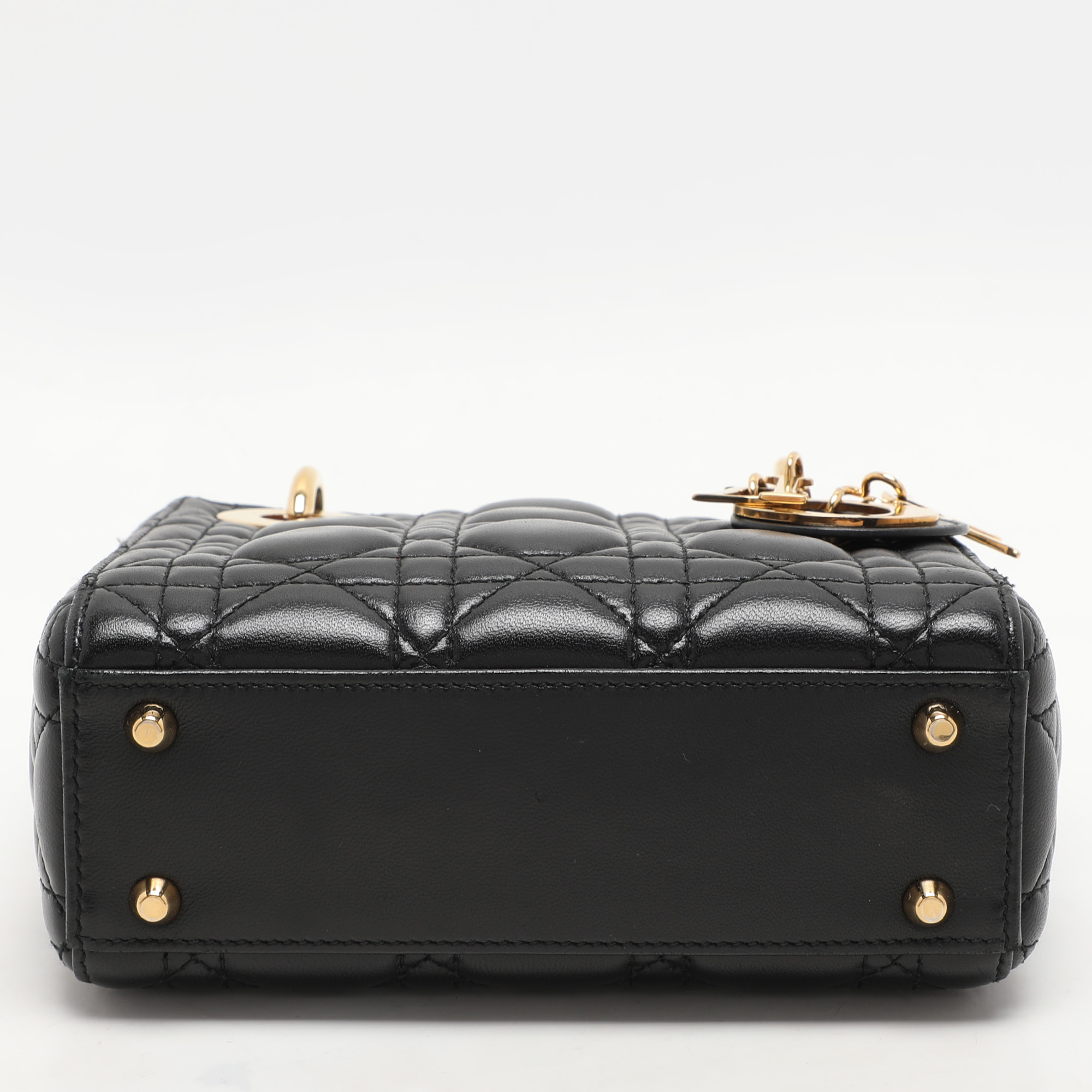 Dior Black Cannage Leather Mini Lady Dior Tote 