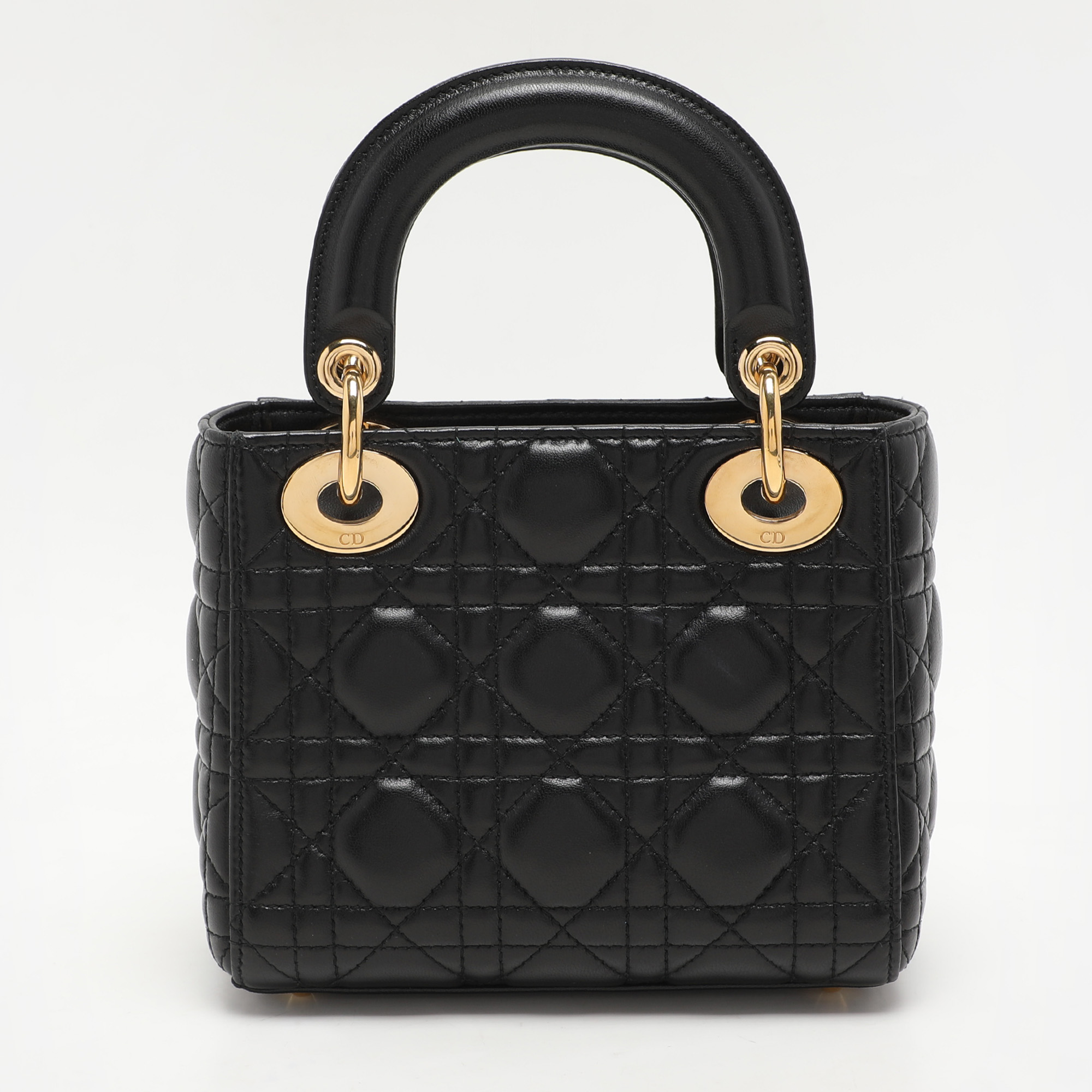 Dior Black Cannage Leather Mini Lady Dior Tote 